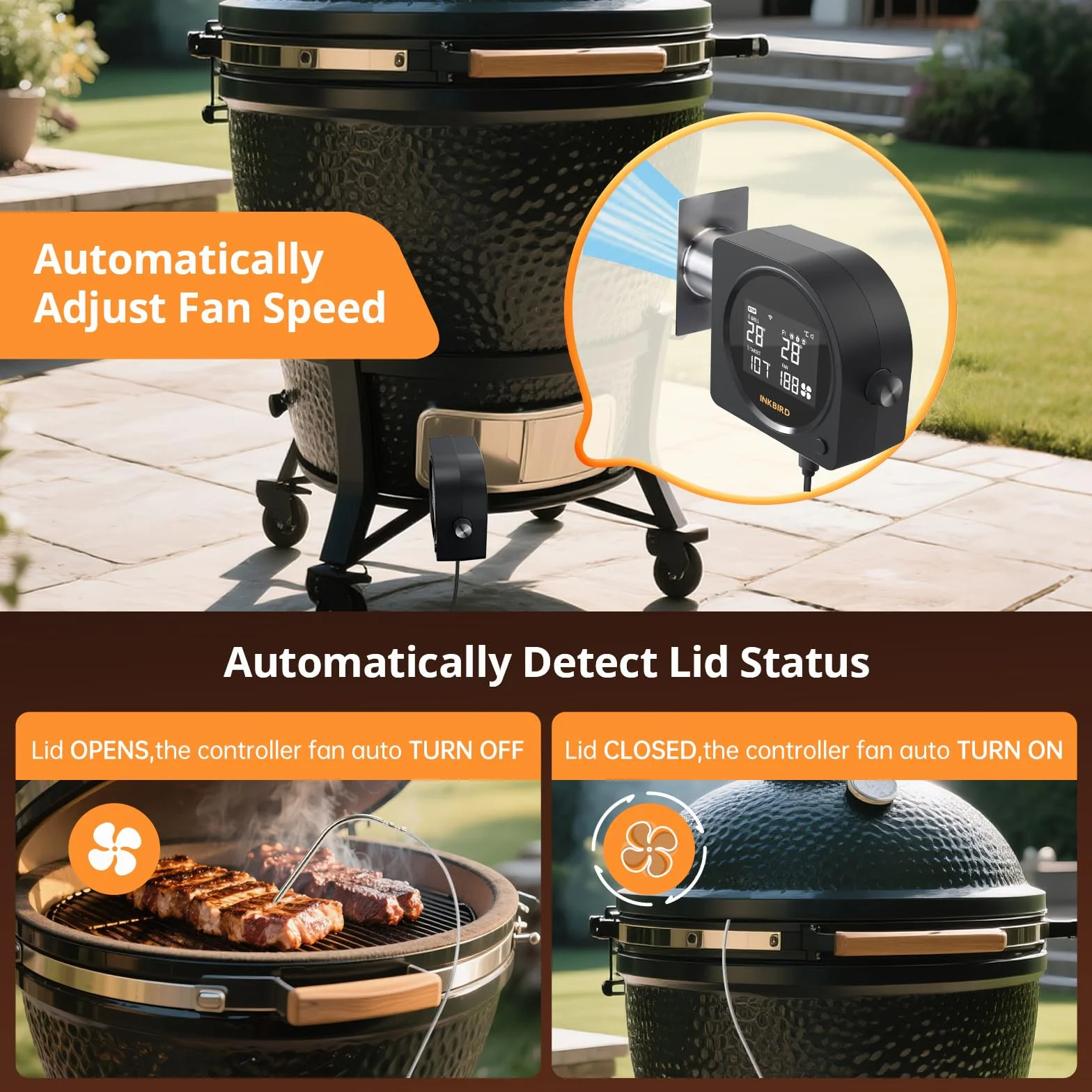Inkbird Dmuchawa do grilla Wi-Fi 5G Bluetooth 5.0 regulator temperatury z 5 sondami automatyczny wentylator wędzarniczy
