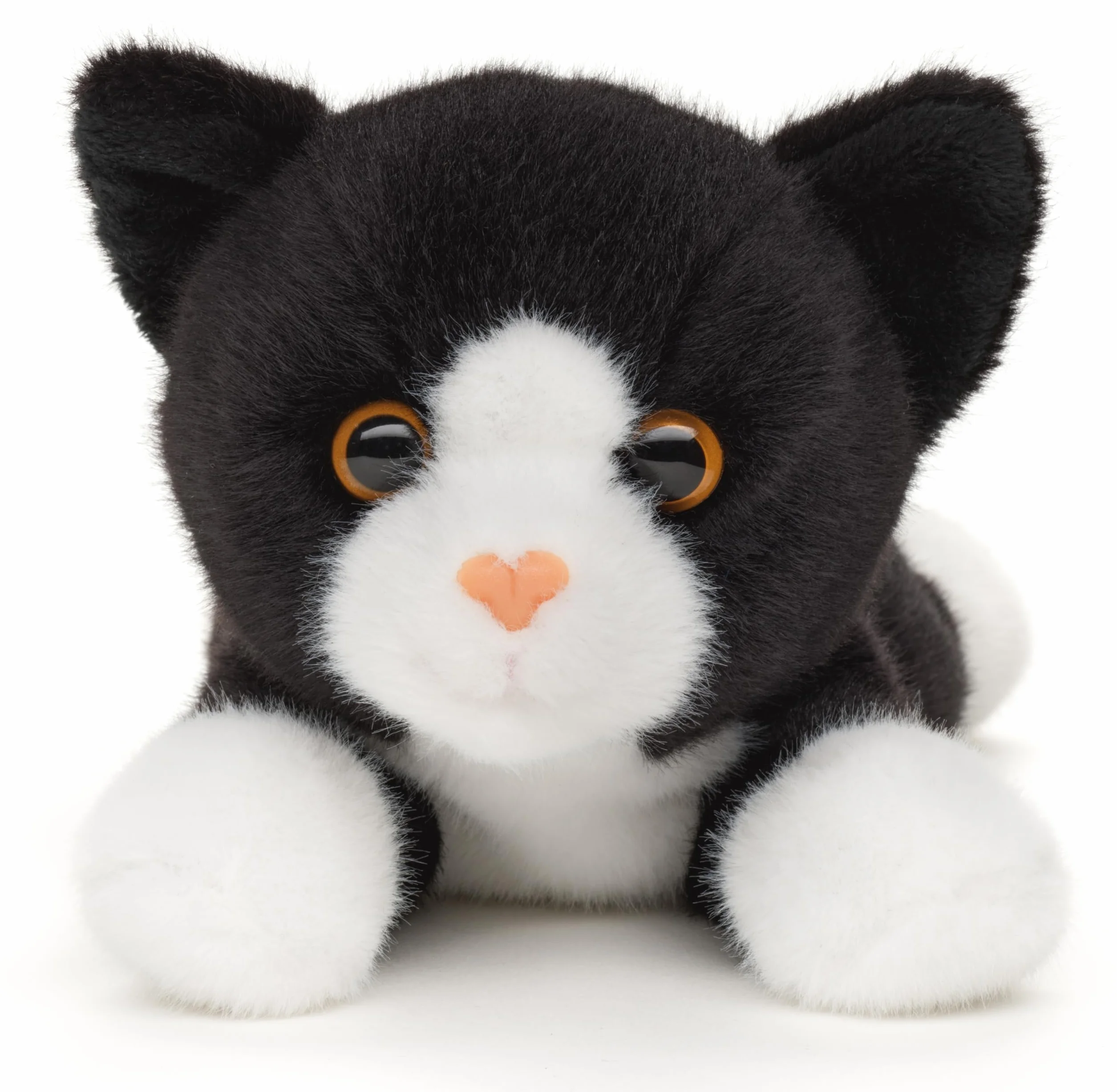 Uni-Toys - Kot czarno-biały, leżący - 20 cm (długość) - pluszowa zabawka, przytulanka