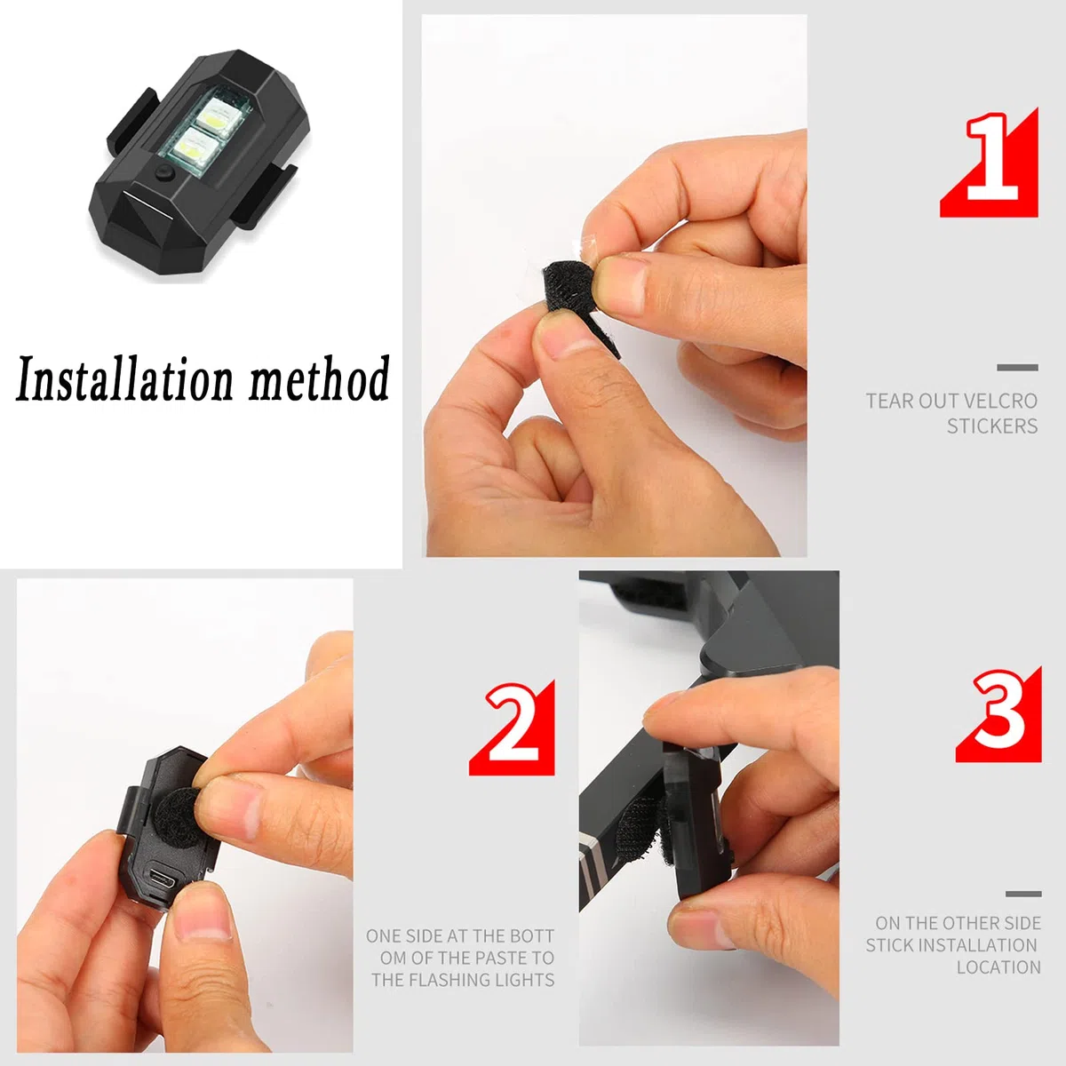 4 sztuki drona stroboskopowego, 7 kolorów, LED, do ładowania przez USB, mini drona, światło stroboskopowe, światło stroboskopowe, światło błyskowe