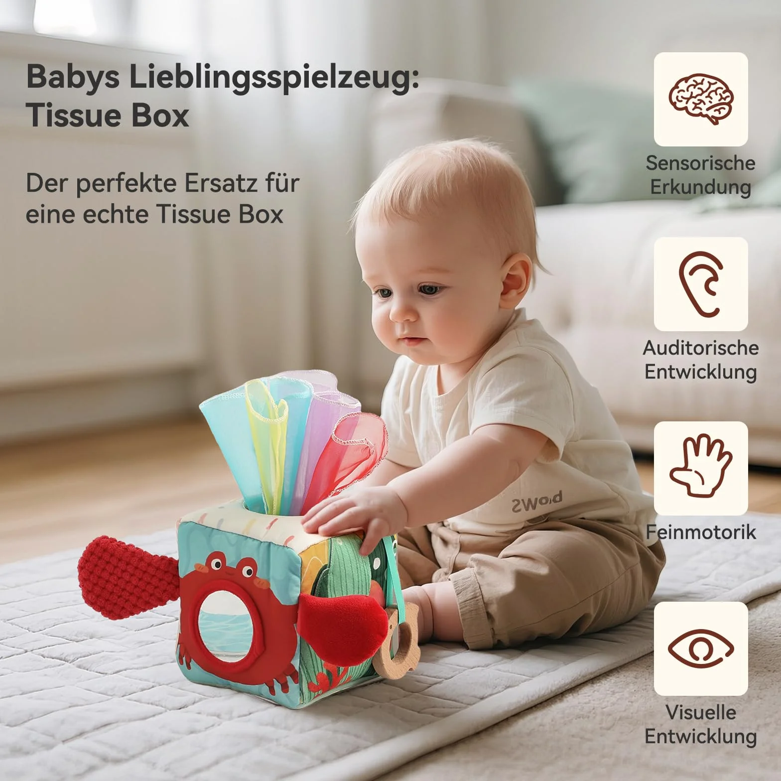 Montessori pudełko na chusteczki dla niemowląt, zabawka sensoryczna dla dzieci w wieku 6-12 miesięcy, zabawka motoryczna, pudełko na chusteczki dla dzieci w wieku od 1, 2, 3 lat, dla dziewcząt