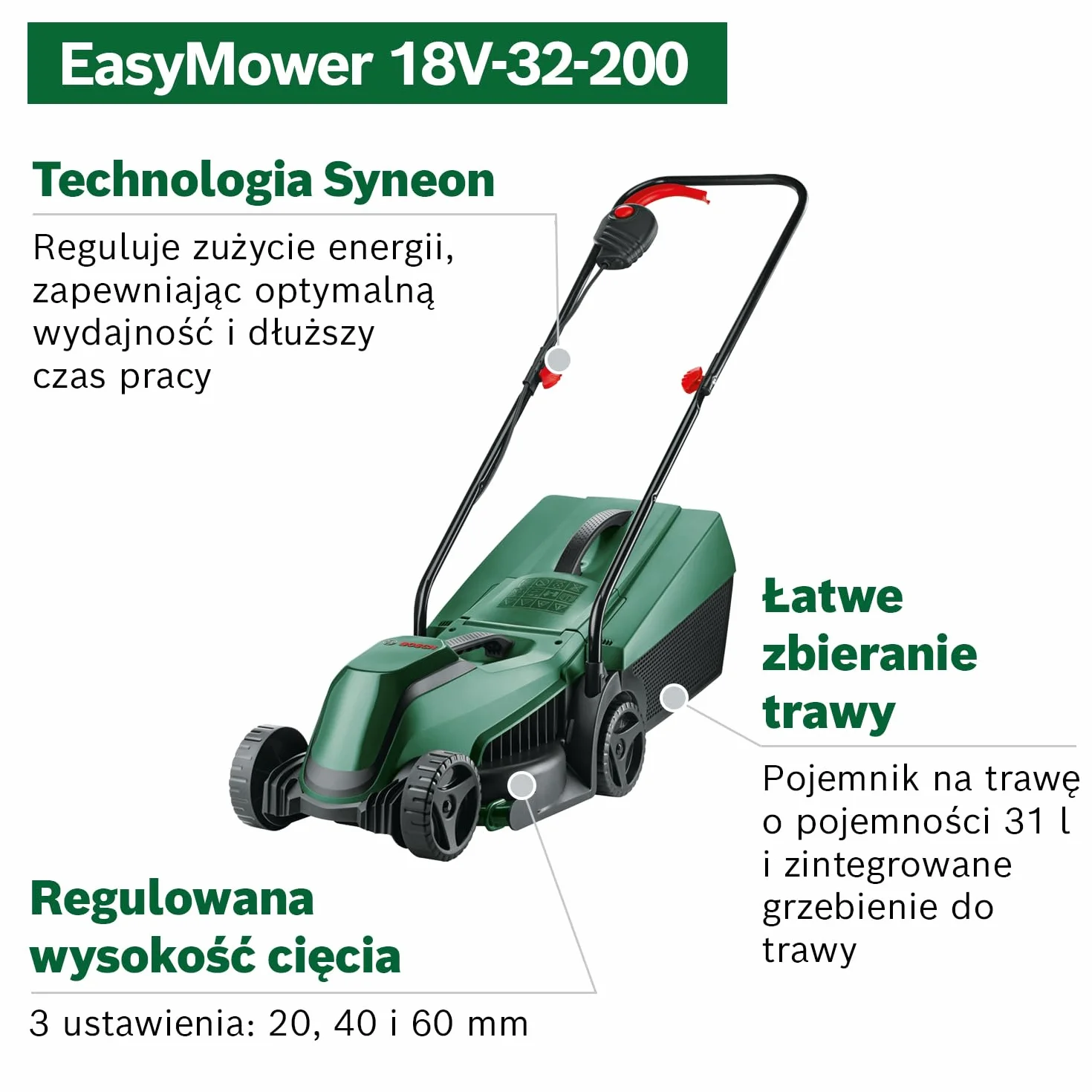 Bosch EasyMower 18V-32-200 Kosiarka Akumulatorowa 18V Szerokość Cięcia 32 cm