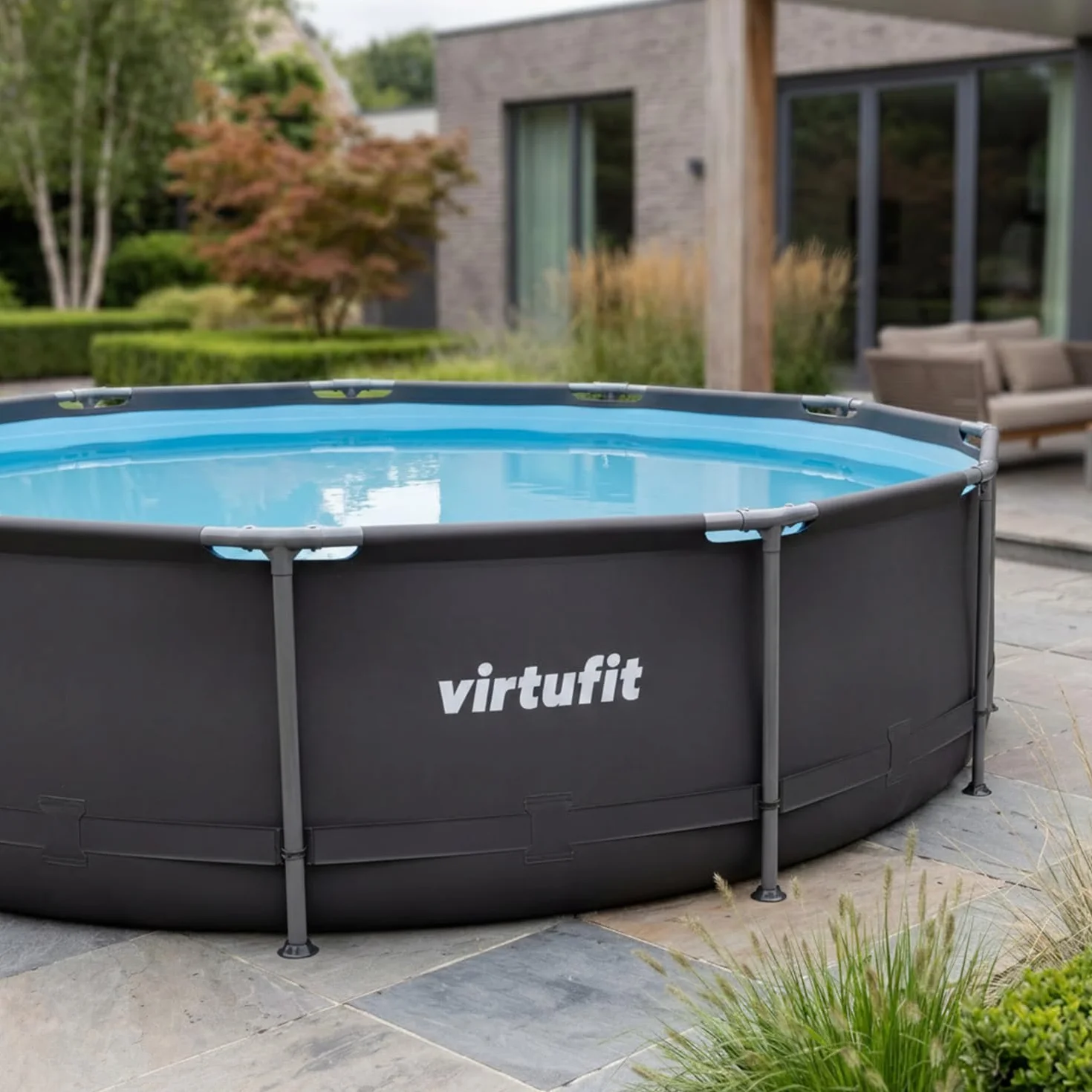 VirtuFit Okrągły basen Ø 244 cm z pompą filtrującą i wkładem