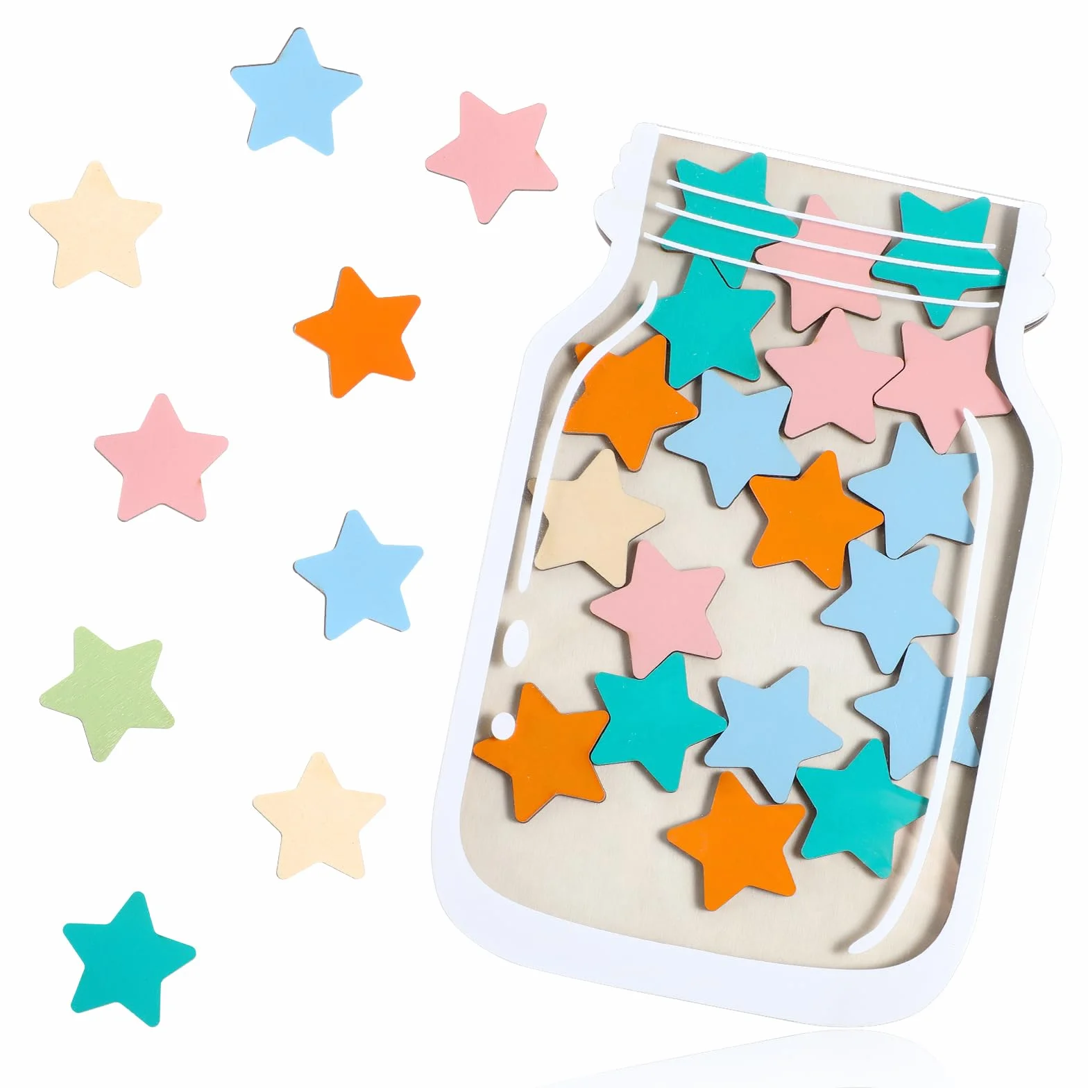 System nagród Star Jar, słoiki z nagrodami dla dzieci, słoik Star Reward z drewnianym uchwytem, narzędzia do zarządzania klasą do domu w klasie dzieci trening dobrego zachowania