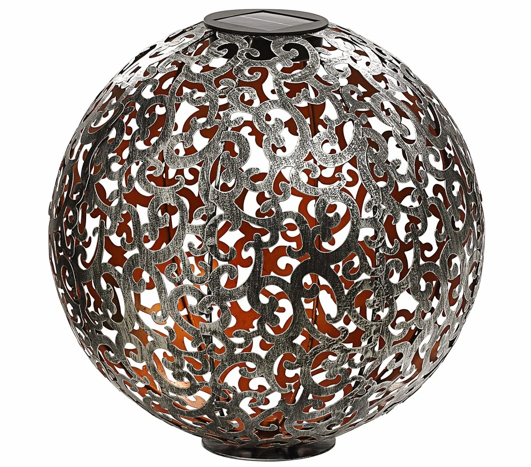 Dehner Kula solarna Luanda Ø 40 cm metal srebrna miedź