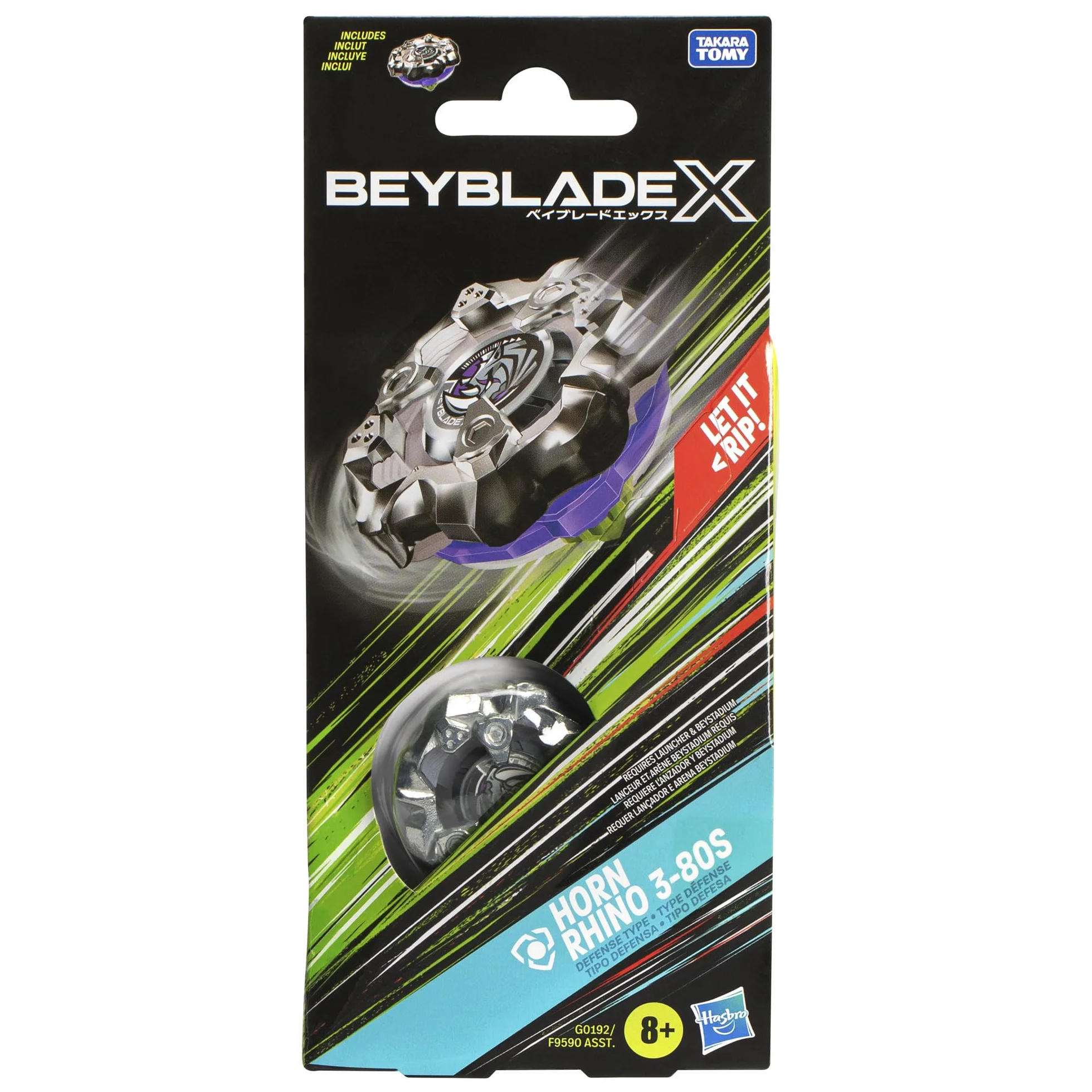 Beyblade X Horn Rhino 3-80S bączek Booster Pack