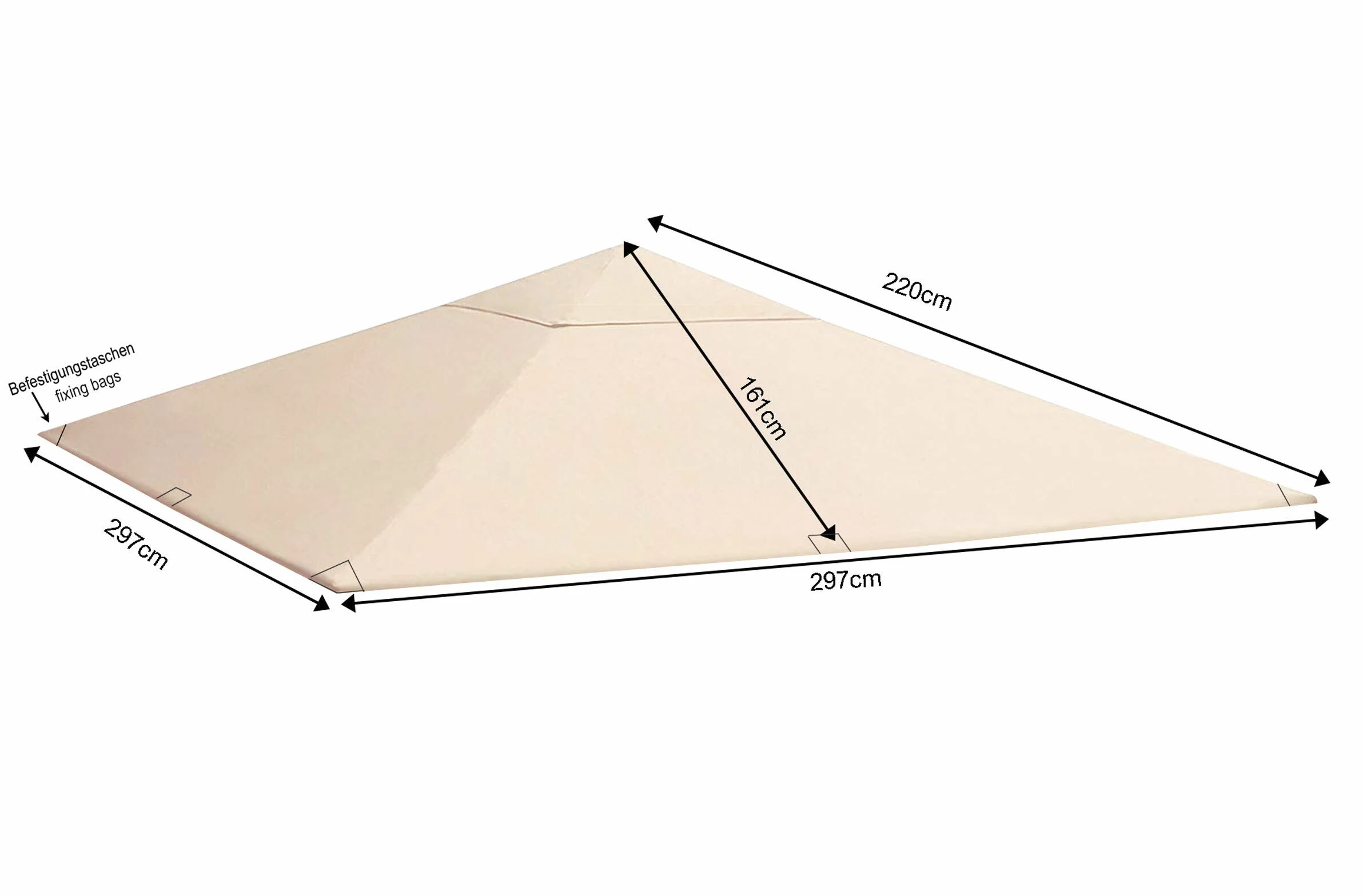 QUICK STAR Dach zapasowy do pawilonu ogrodowego 3x3 m piaskowy antyczny