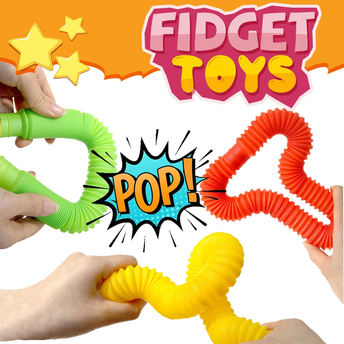 Mini Pop Tubes, kolorowe zabawki sensoryczne z wysuwaną rurką, 8 sztuk, odpowiednie dla dzieci, młodzieży i dorosłych, aby złagodzić stres i niepokój