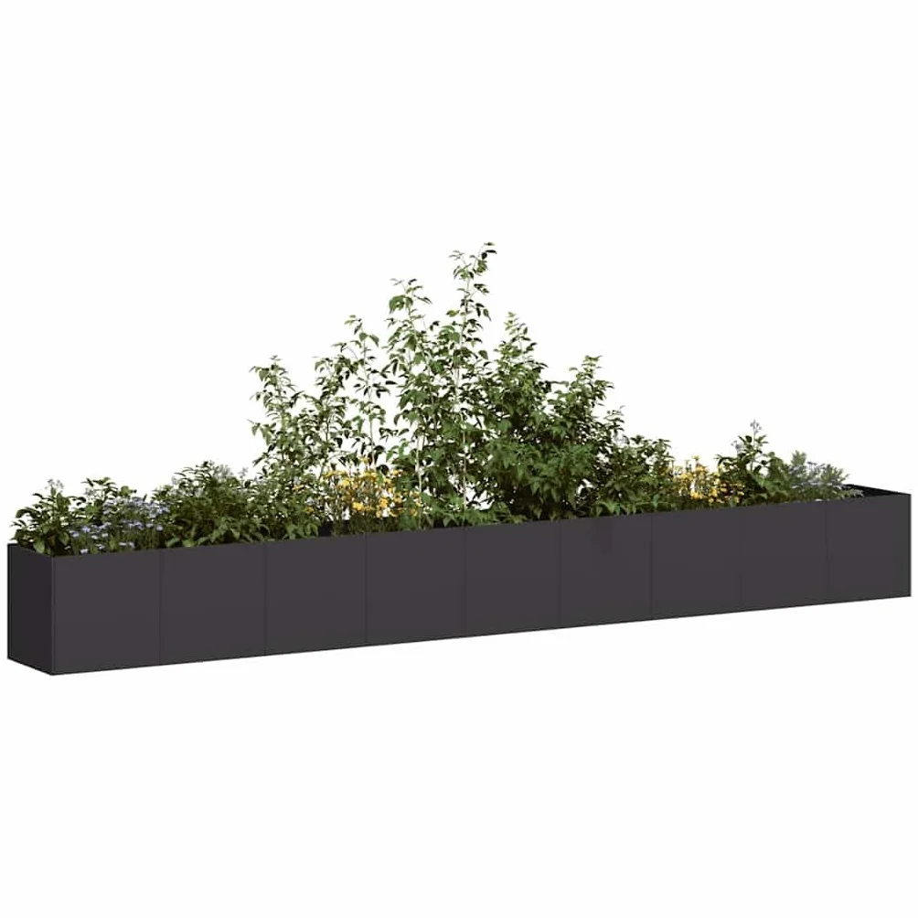 vidaXL Donica Stal Walcowana na Zimno 360x40x40 cm Czarna Stojak na Rośliny
