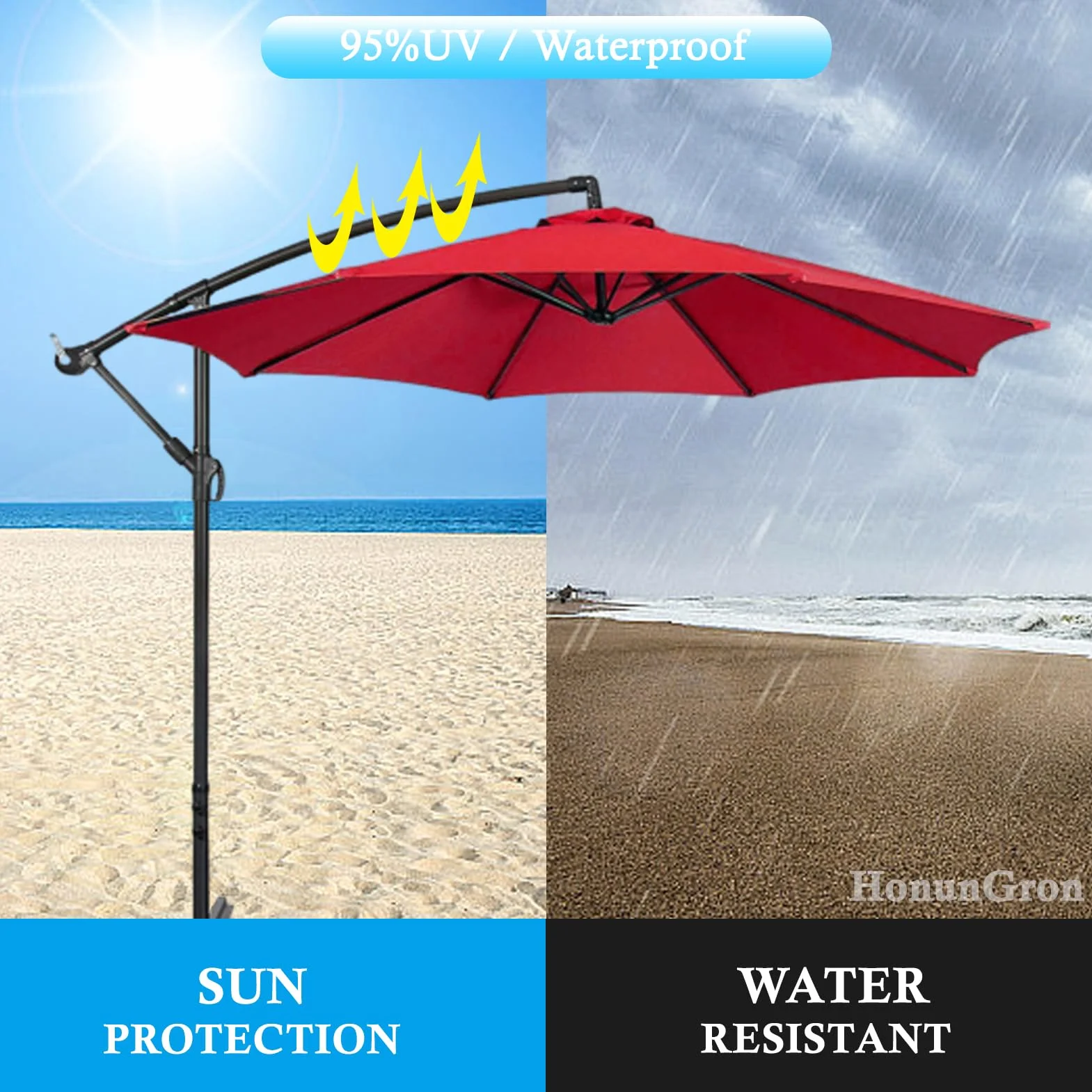 Pokrowiec na parasol ogrodowy UV 50+ 3,0 m 2,7 m 2,5 m 2,3 m 2 m 6 żeber