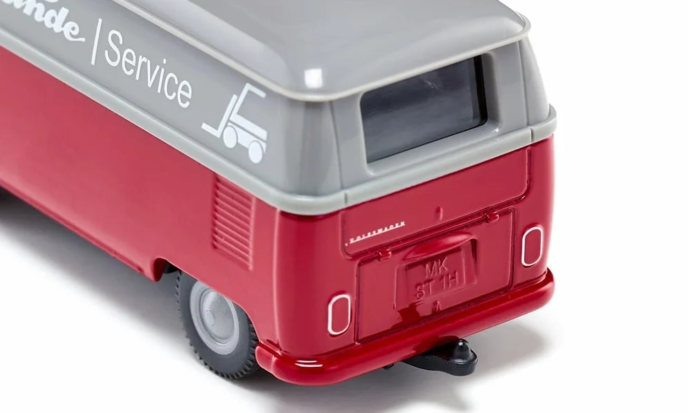 siku 2362, VW T1 Transporter, 1:50, Metal/Tworzywo sztuczne, Czerwony/Szary, Zabawkowy samochód, Drzwi do otwierania, Sprzęg przyczepy