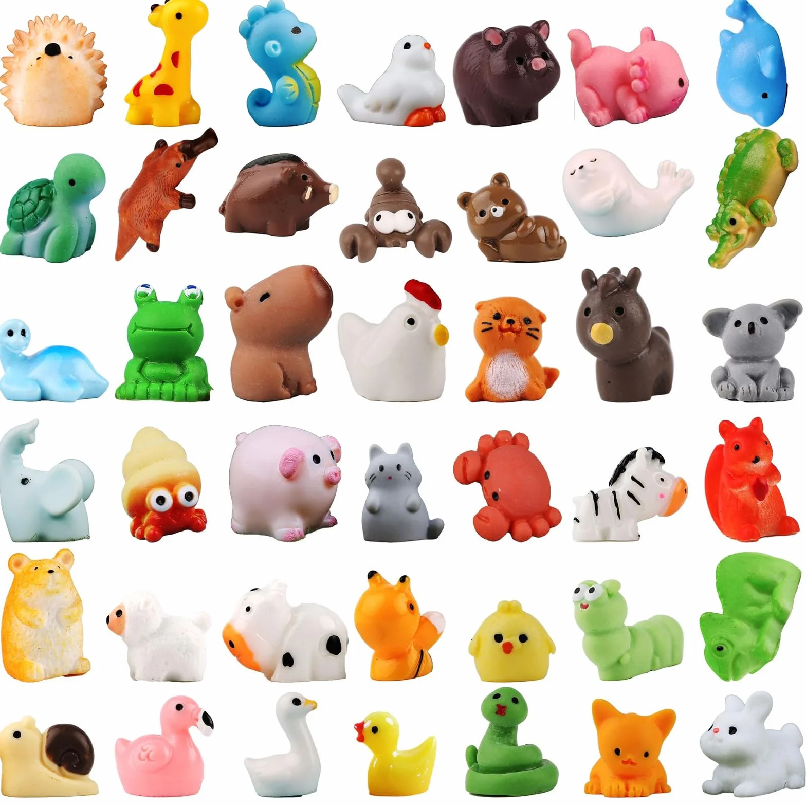 ZhouWei 42 szt. Mini żywiczne zwierzęta, mini figurki ozdoby dla małych zwierząt miniaturowe małe zwierzątka, do domku dla lalek, akwarium rzemiosło DIY