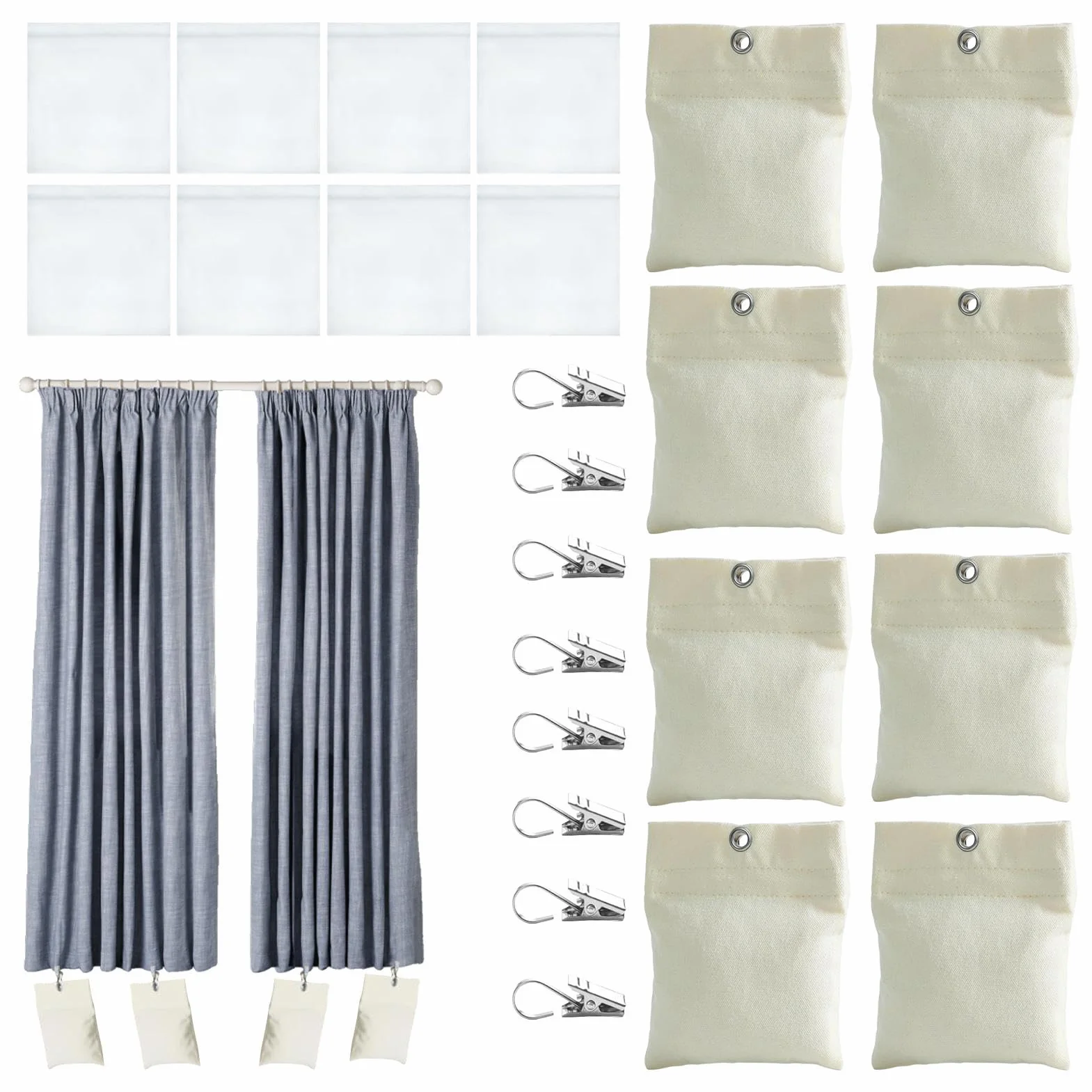 Drapery Weight Bag Outdoor Curtain Weight 15cm 12.5cm 12cm Heavy Fixing Clip 8 Pack
