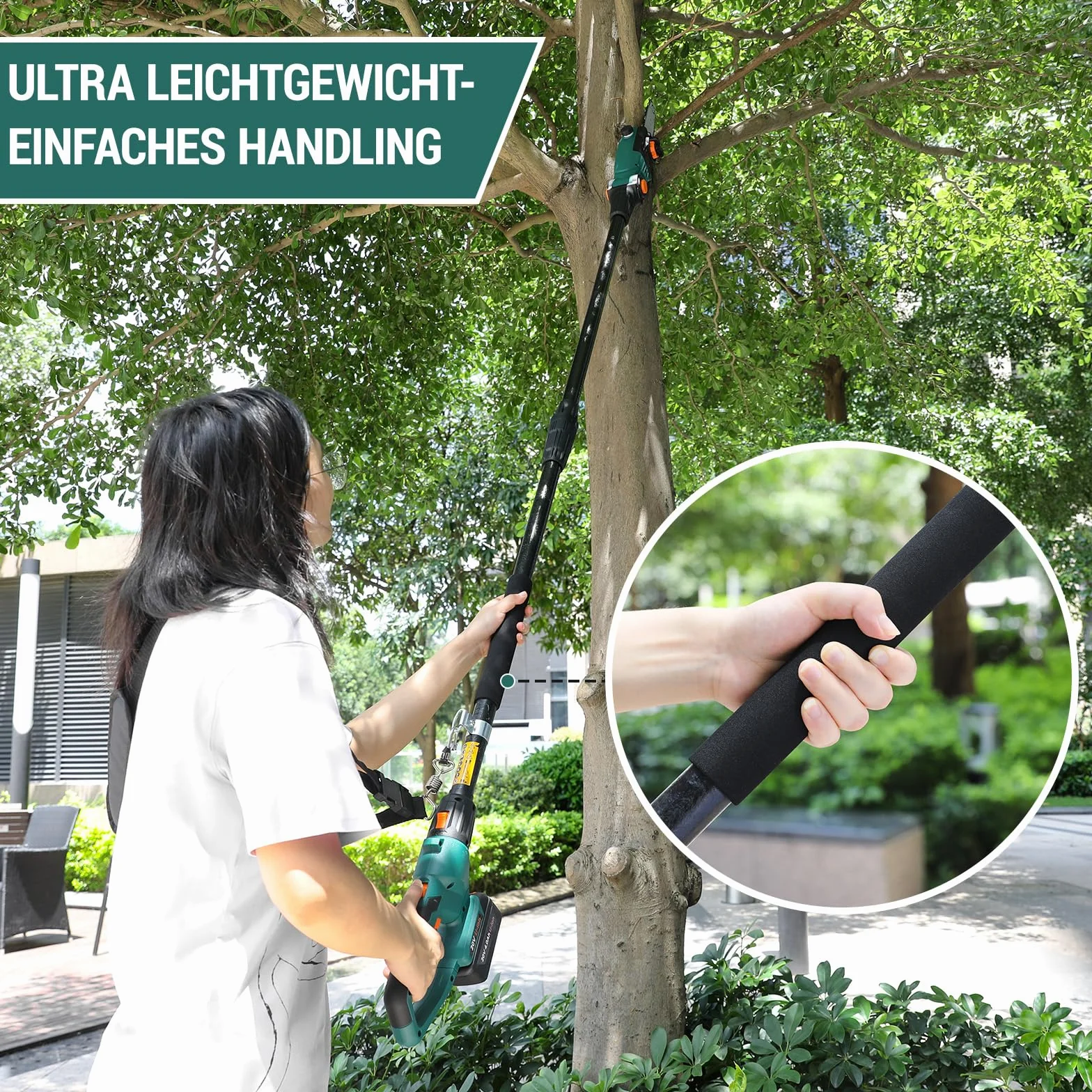 TLGREEN Sekator Akumulatorowy 20V 4,0Ah Litowo-Jonowy, 24 cm Ostrze, 5 m/s Łańcuch, Ładowarka