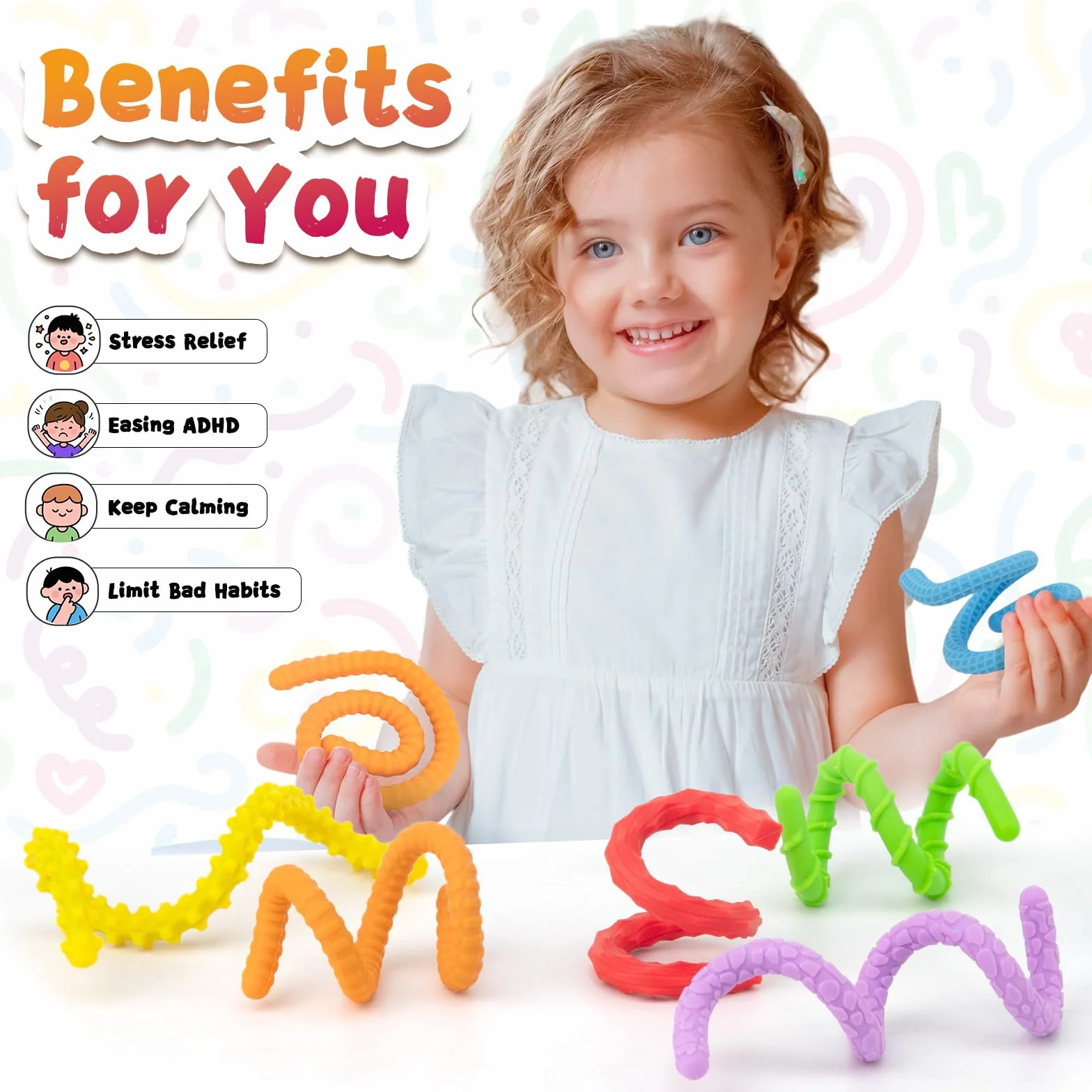 ddLUCK Fidget Toys Silikon Sensory Stick, sensoryczne zabawki dla osób z ADHD, antystresowe, autyzm, redukcja stresu, sensoryczne zabawki podróżne dla dzieci od 3 lat i dorosłych (6 szt.)