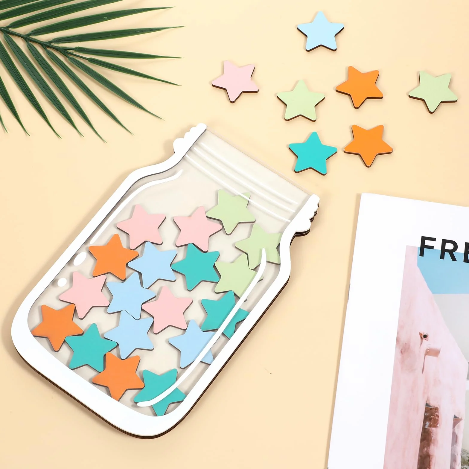 System nagród Star Jar, słoiki z nagrodami dla dzieci, słoik Star Reward z drewnianym uchwytem, narzędzia do zarządzania klasą do domu w klasie dzieci trening dobrego zachowania