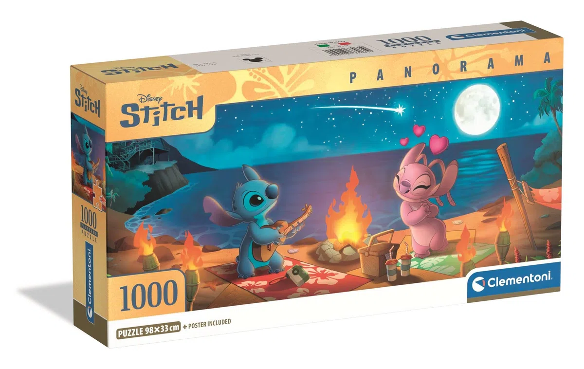 CLEMENTONIPUZZLE DLA DOROSŁYCH, PZL 1000 PANORAMA DISNEY STITCH =COMPACT BOX=, MADE IN ITALY, 37061