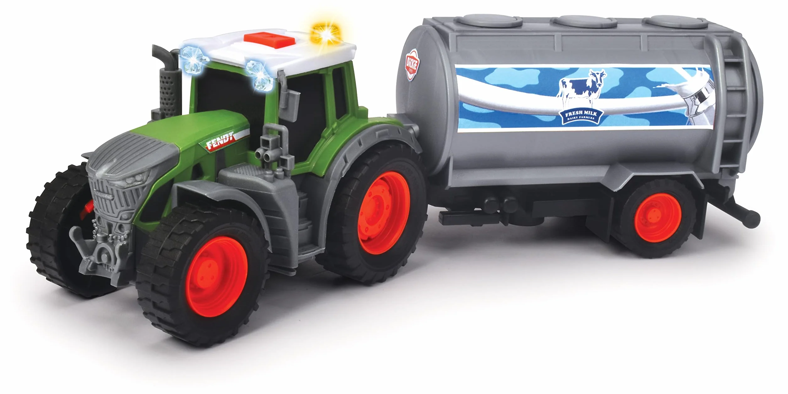 Dickie 203734000 FARM ciągnik z przyczepą na mleko, 26 cm