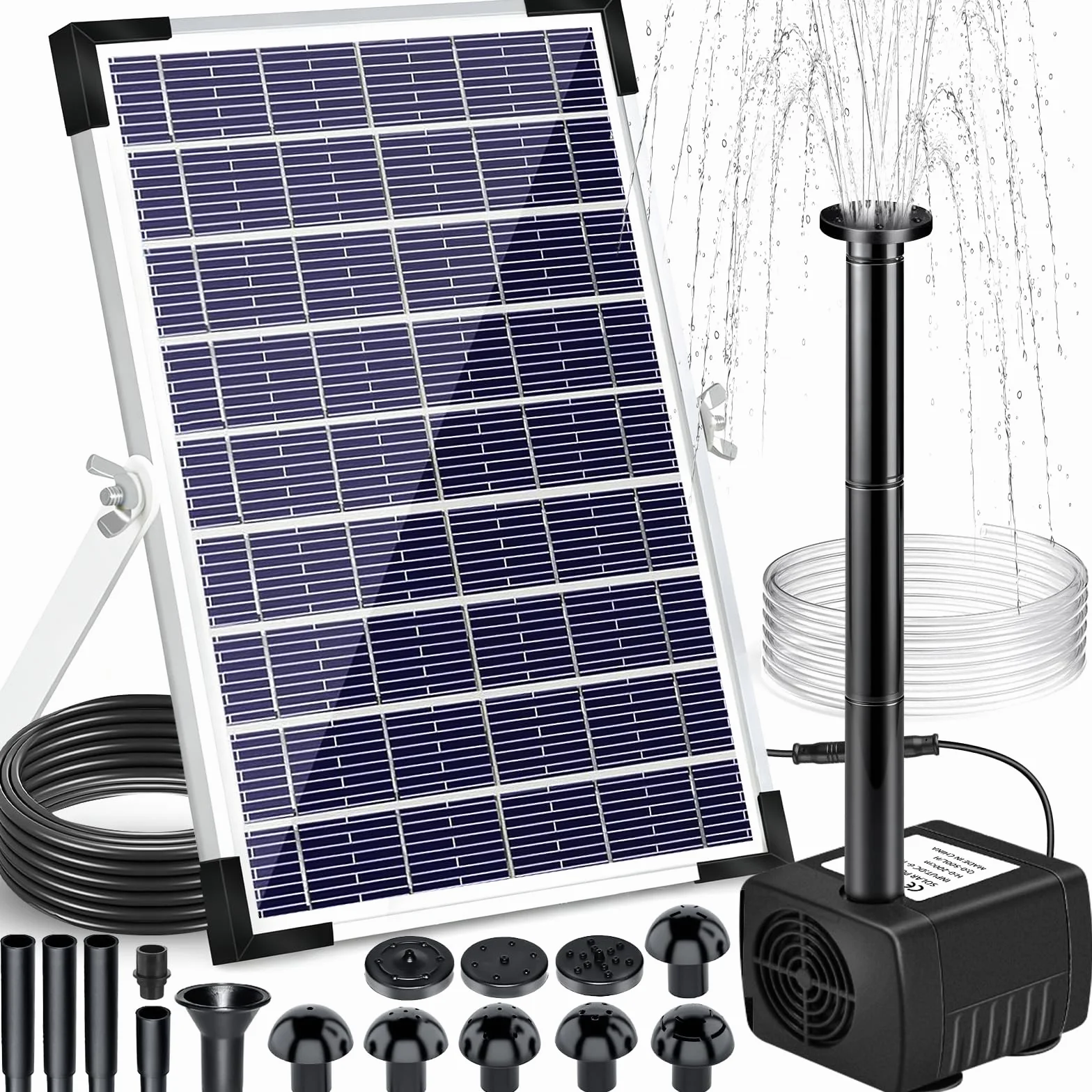 Solarna fontanna zewnętrzna 5 W pompa do stawu z 8 dyszami wąż 1,5 m pływająca