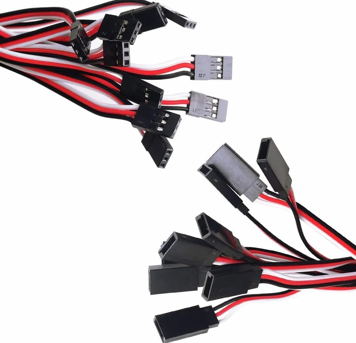 POFET 10 sztuk przedłużacz Servo kabel przyłączeniowy 50 cm 3-biegunowy kabel wtyczka JR i gniazdo Futaba do samolotu RC