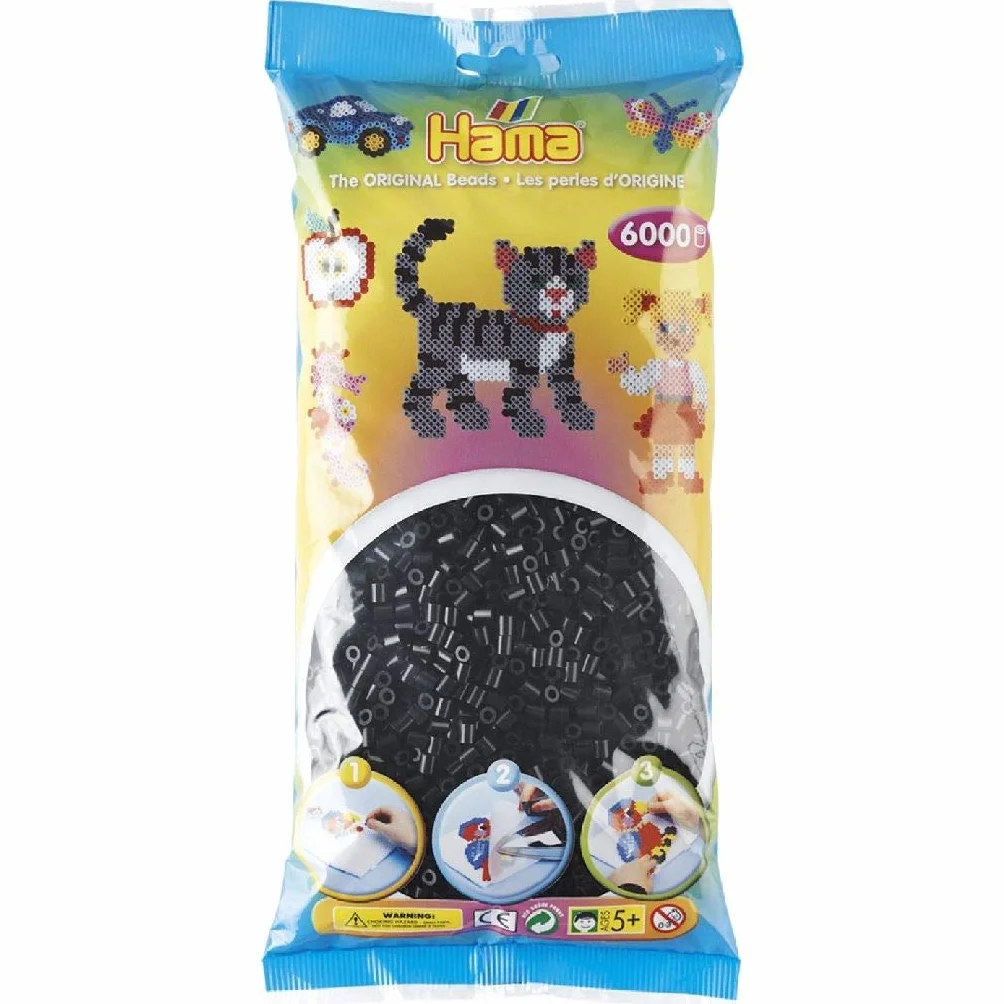 Malte Haaning plastikowe koraliki bezpiecznikowe A/S Hama (6000 sztuk, czarne)