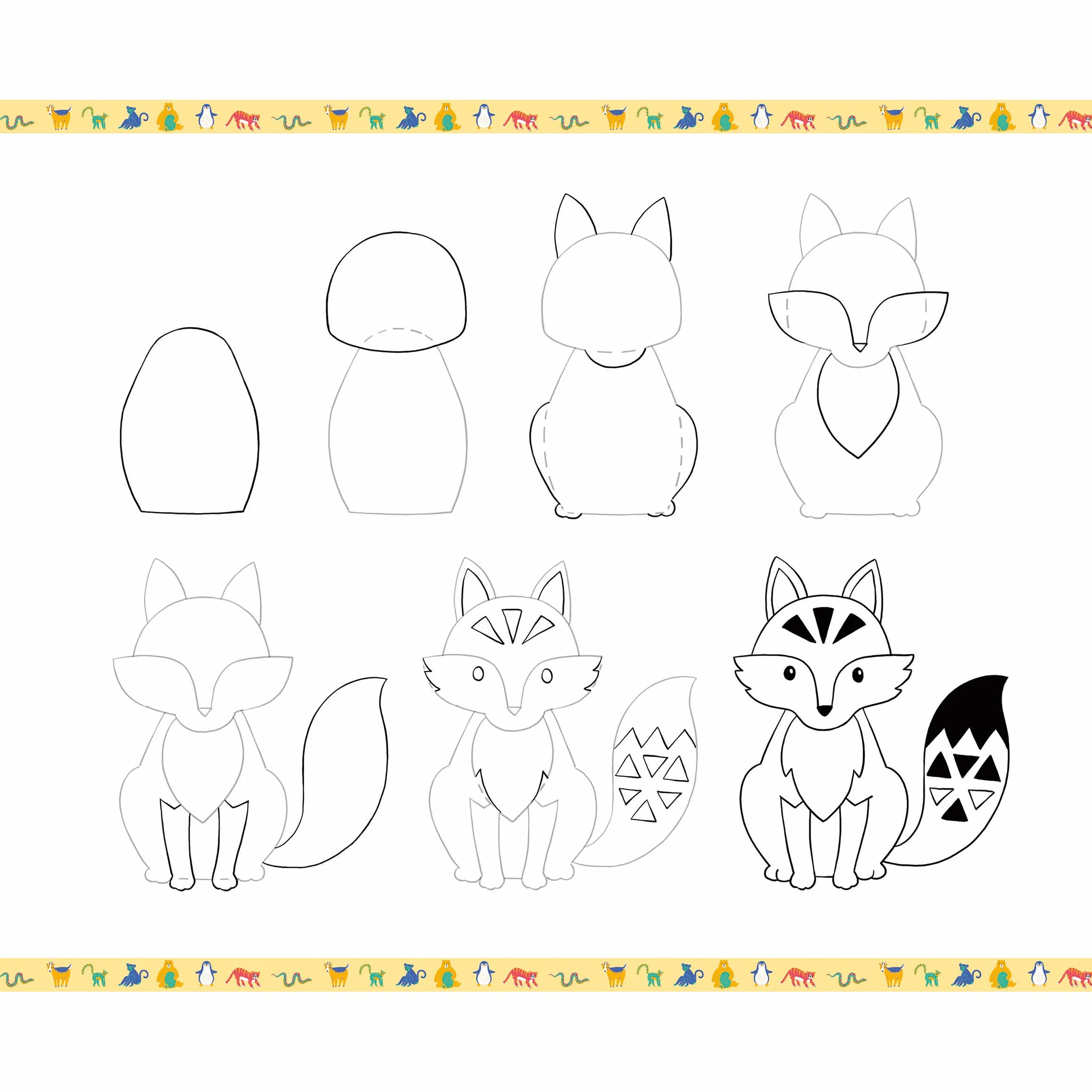 Janod - Step by Step Drawing - Nauka rysowania - 20 modeli zwierzęcych - zestaw do rysowania dla dzieci - nauka rysowania i koncentracji - od 6 lat - J09155