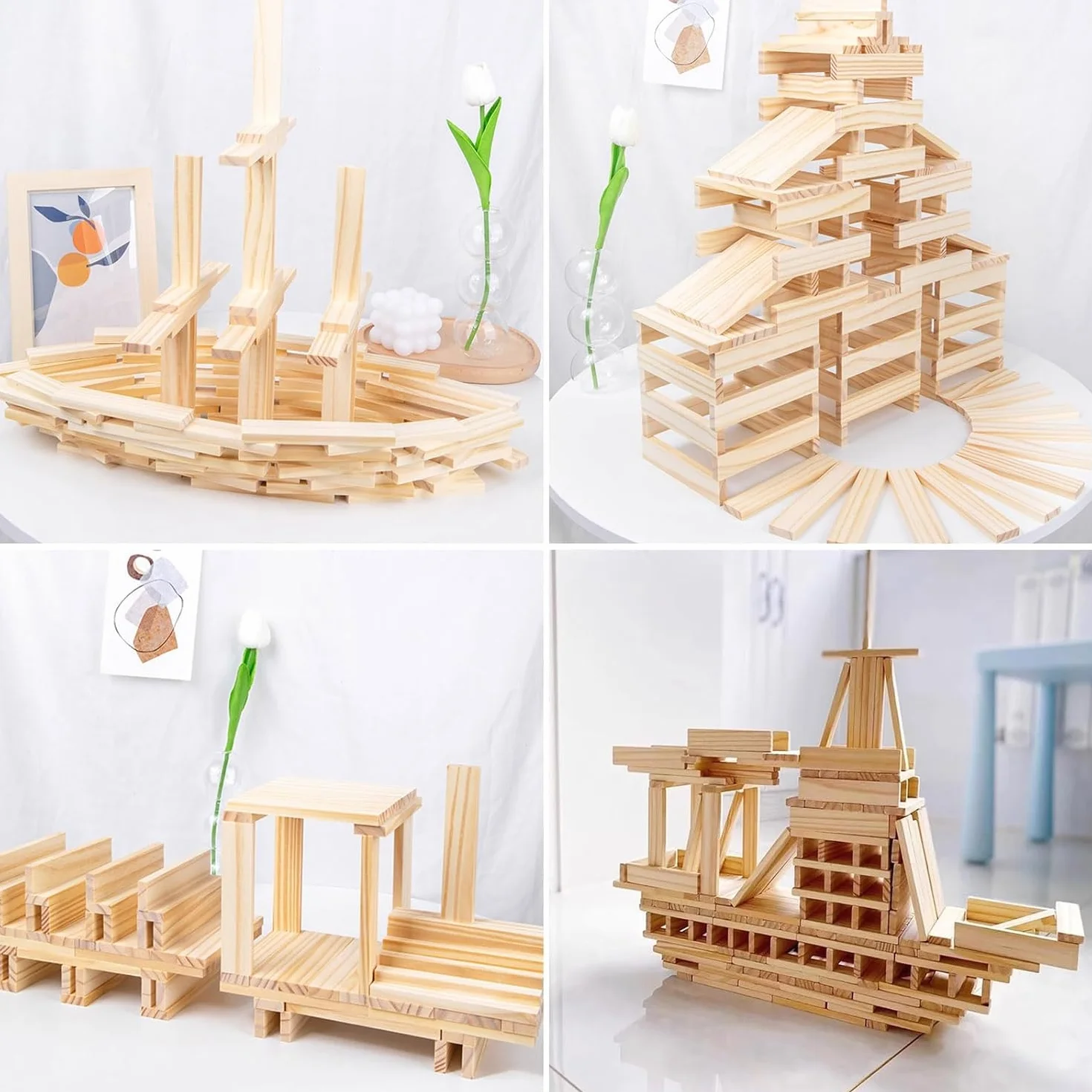 100 sztuk drewnianych klocków do majsterkowania, 100 x 20 x 7 mm, klocki drewniane, do projektów DIY, do projektów i dekoracji