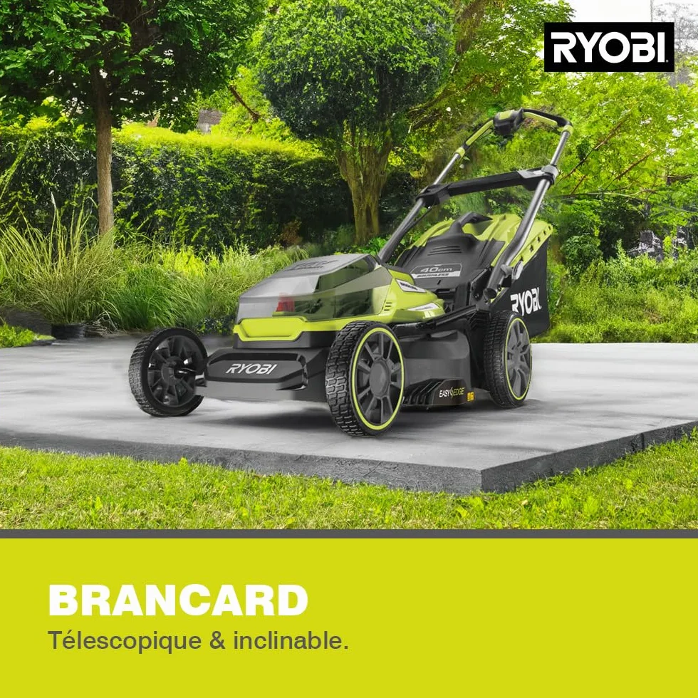 Ryobi Kosiarka 18V RY18LMX40A-150 Bezszczotkowa 40cm Regulacja Wysokości Koszenia 25-70mm Mulczowanie Teleskopowa Rękojeść