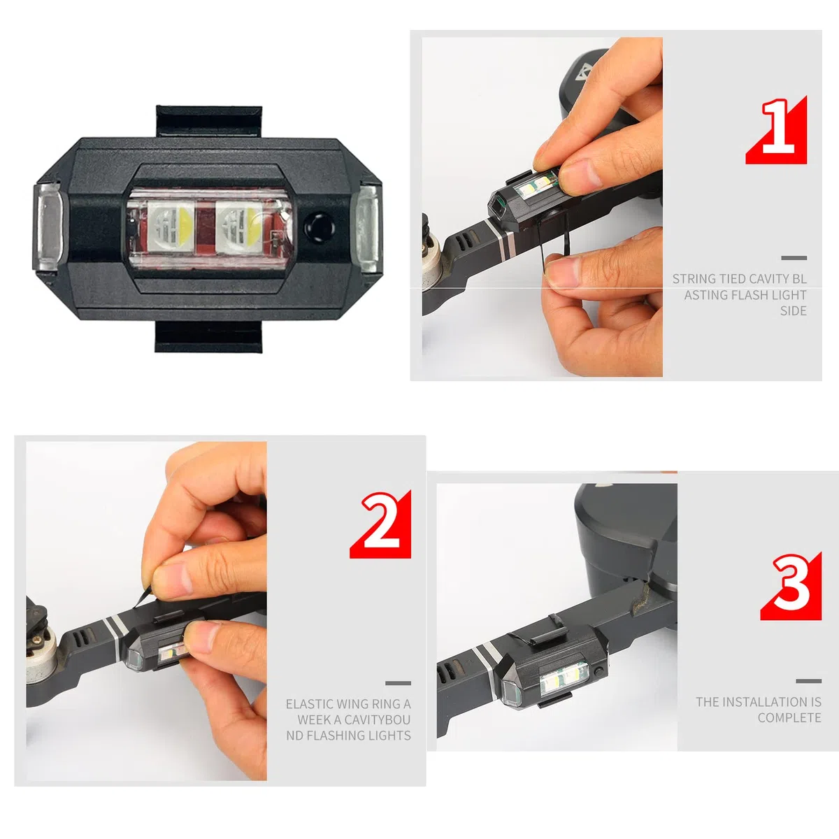 4 sztuki drona stroboskopowego, 7 kolorów, LED, do ładowania przez USB, mini drona, światło stroboskopowe, światło stroboskopowe, światło błyskowe