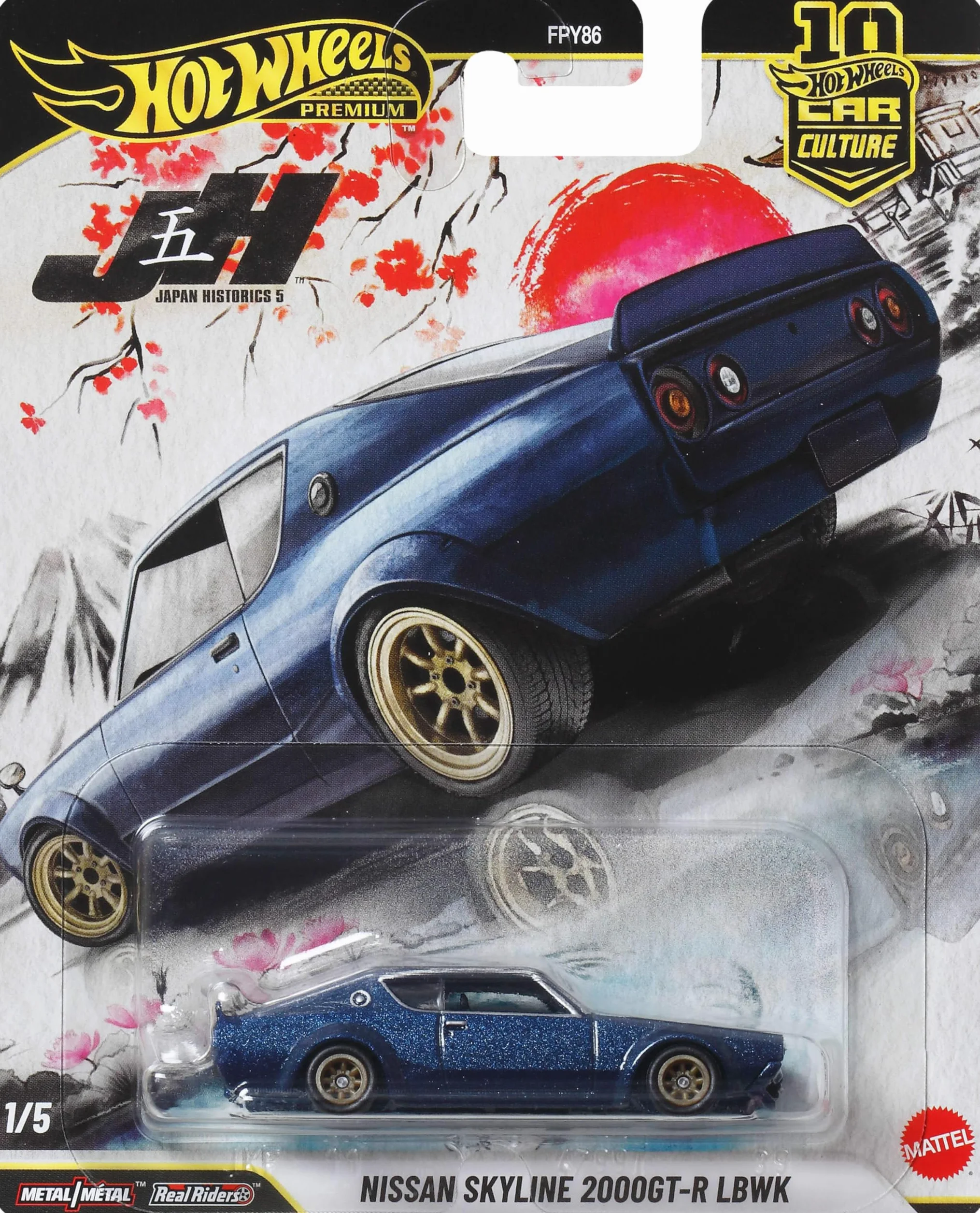Hot Wheels Premium Car Culture Kultowe auta Samochodzik LB Nissan Skyline 2000GT-R LBWK, metalowe auto w skali 1:64, opony Real Riders, samochód zabawka dla dzieci 3+ i kolekcjonerów, JKF11