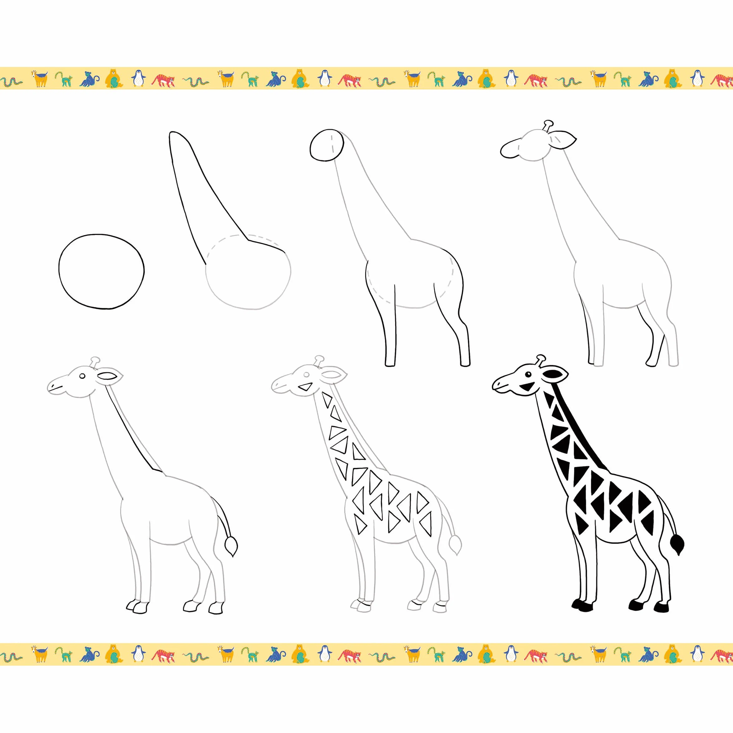 Janod - Step by Step Drawing - Nauka rysowania - 20 modeli zwierzęcych - zestaw do rysowania dla dzieci - nauka rysowania i koncentracji - od 6 lat - J09155