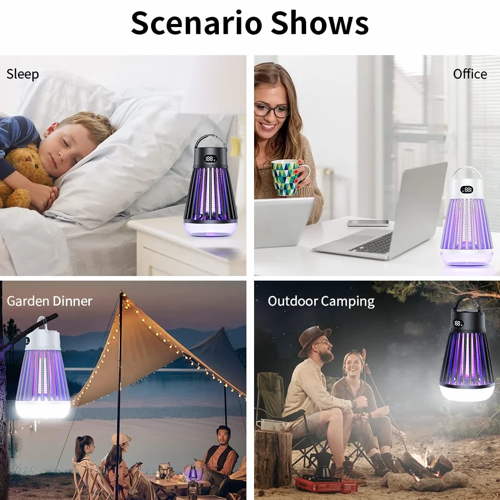 Lampa owadobójcza na komary UV LED 2000 V ładowalna kempingowa
