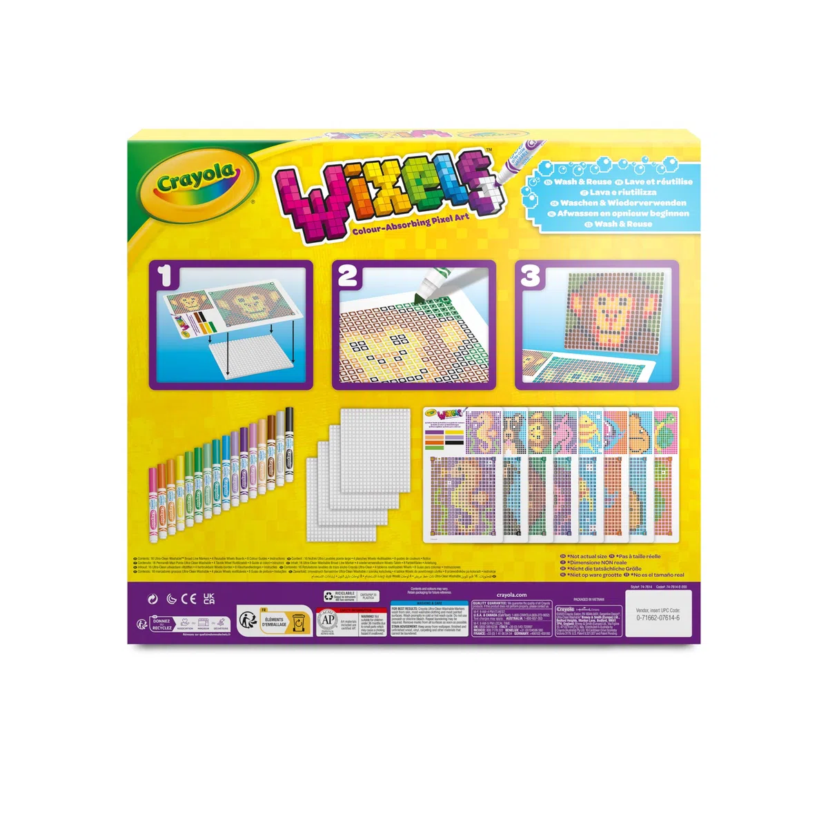 CRAYOLA Wixels zestaw do aktywności zwierząt, absorbujący kolory, zestaw sztuki pikselowej, zawiera markery i łatwe do naśladowania przewodniki kolorów, dla dzieci w wieku od 6 lat