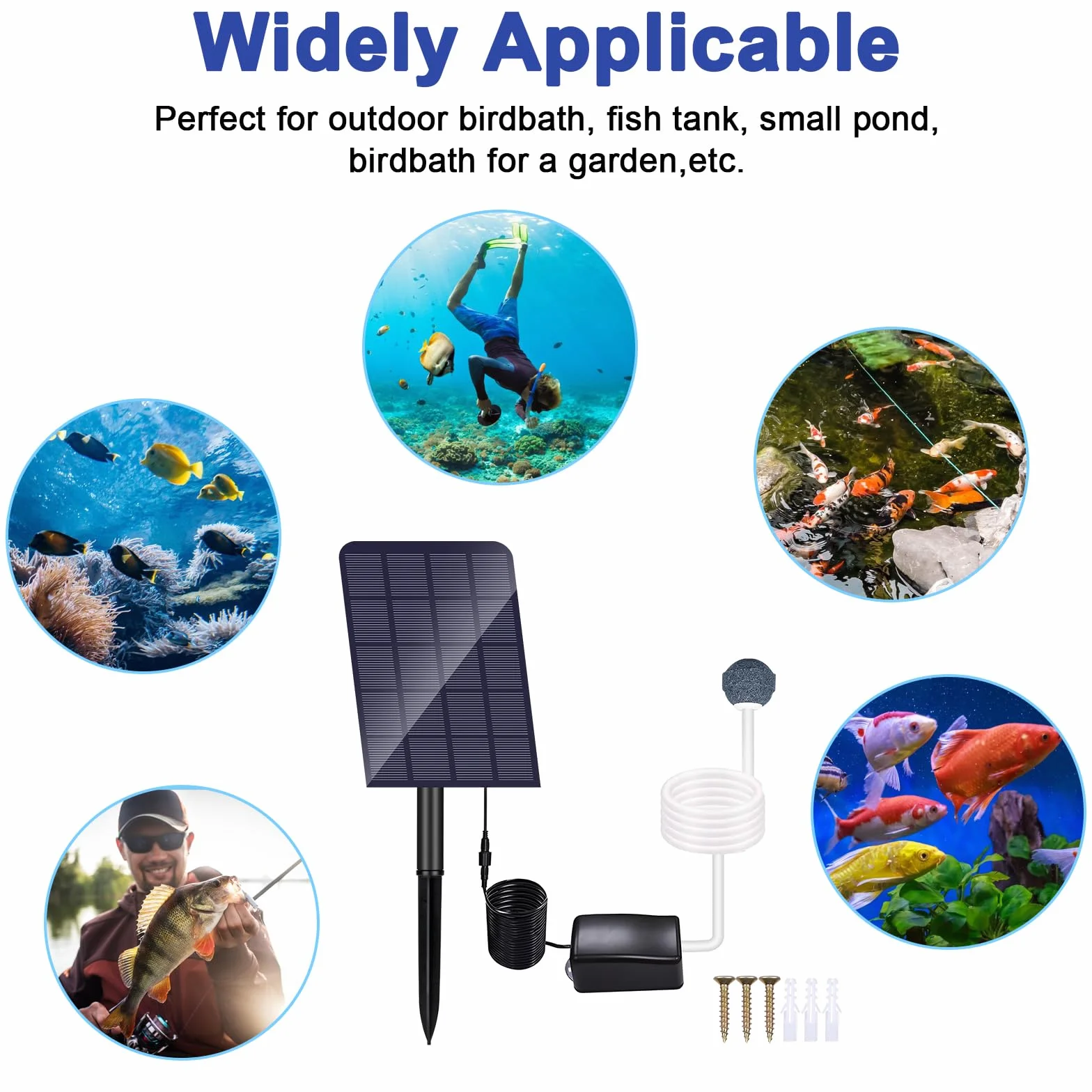 GuKKK Aerator solarny do basenu 2 W, pompa tlenowa z kamieniem powietrznym do stawów i akwarium