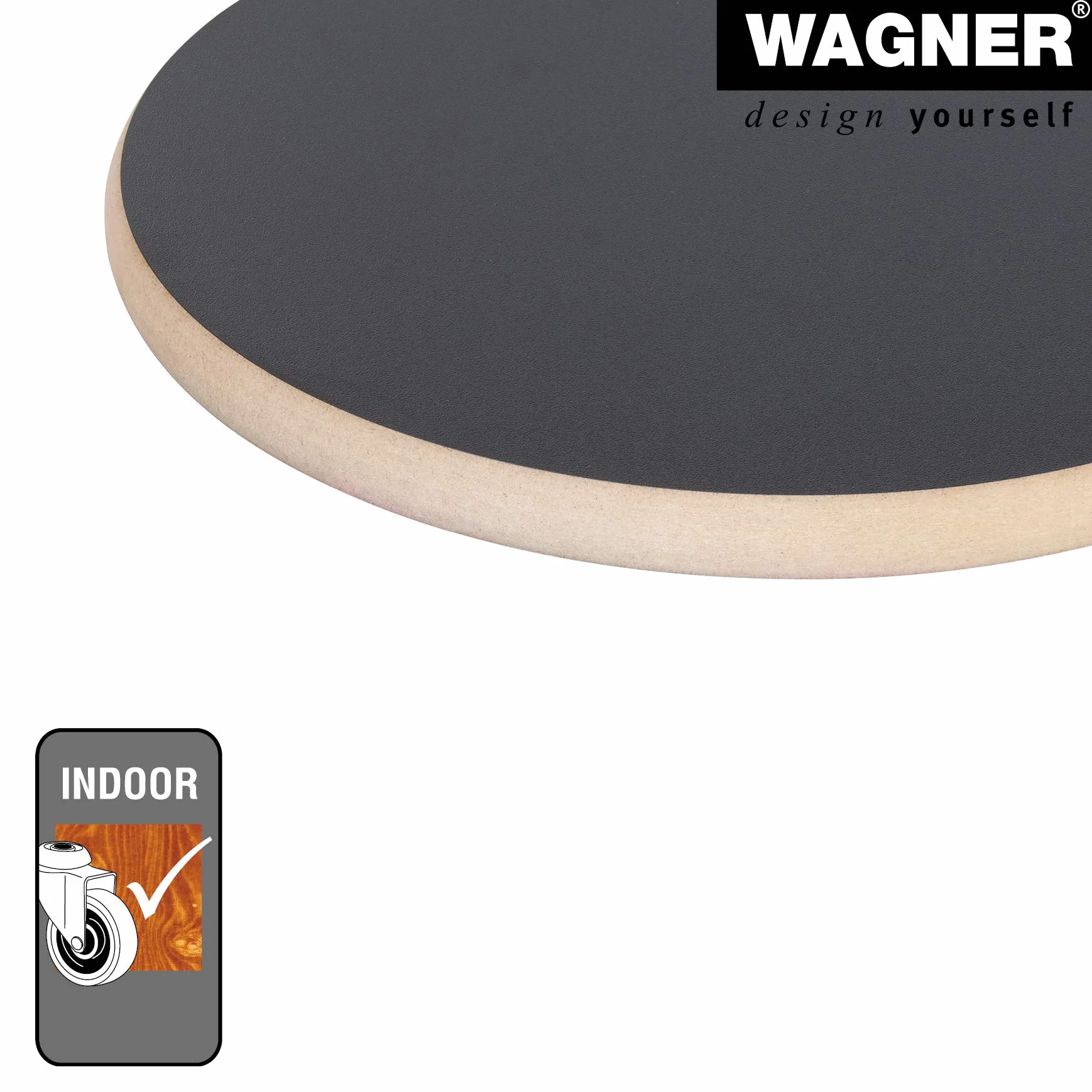 WAGNER Podstawka pod rośliny Black Ø 29,5 x 2,5 cm MDF z powłoką melaminową nośność 100 kg Made in Germany
