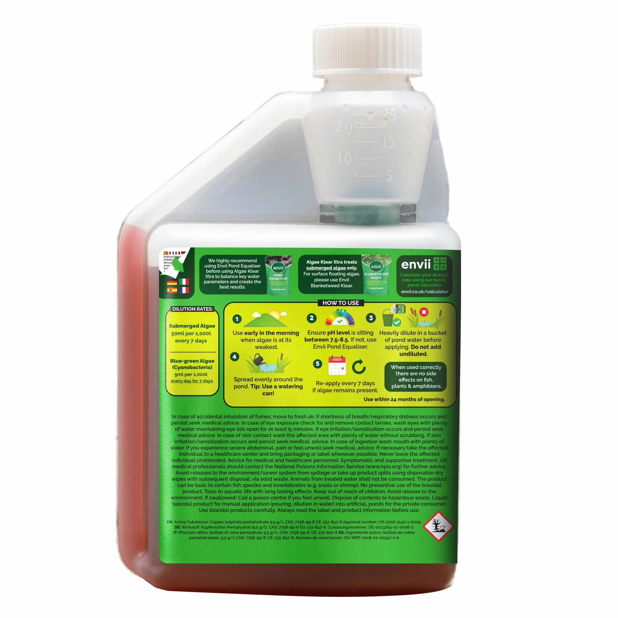 Envii Algae Klear Xtra – Środek do zwalczania chwastów w stawach, bezpieczny dla ryb, 10 000 L