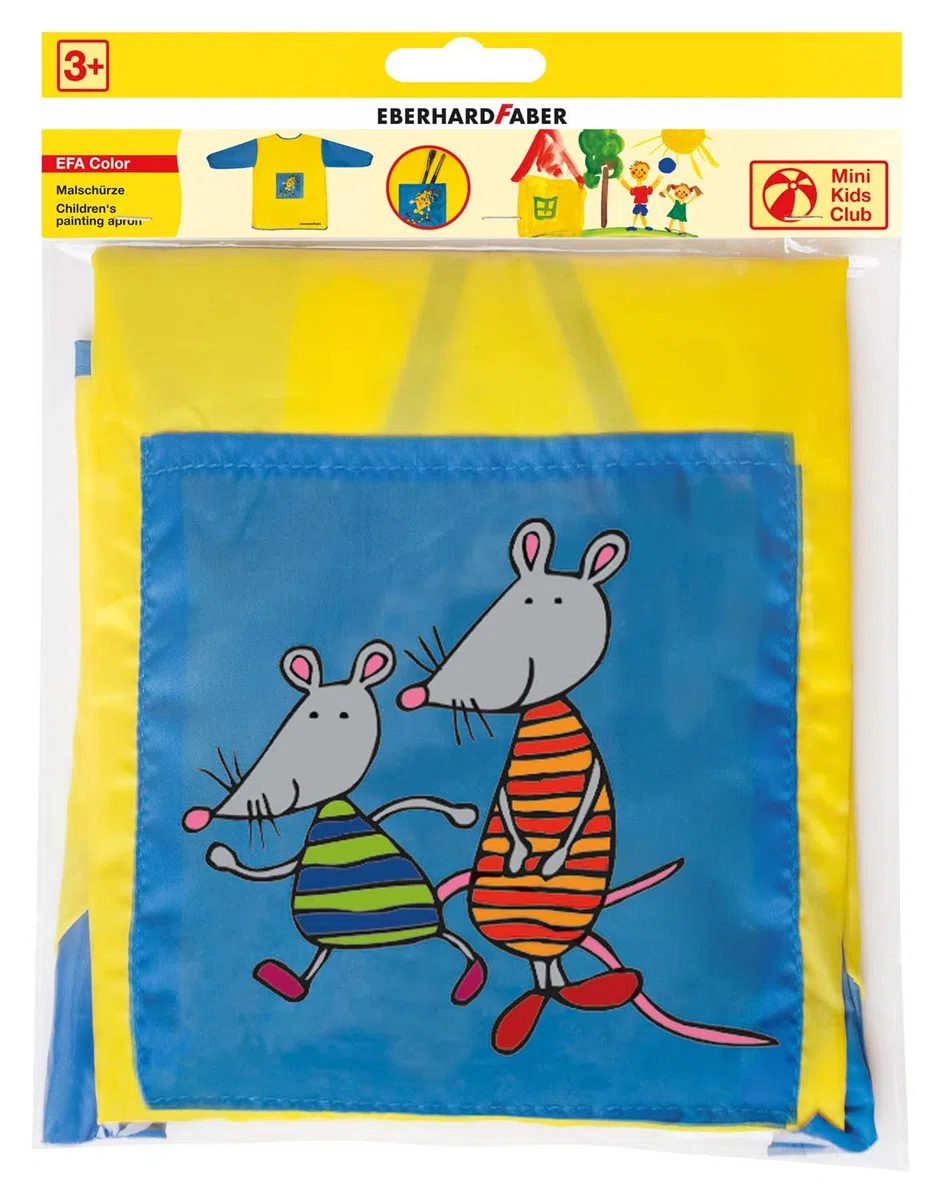 EBERHARD FABER 579902 - Fartuch do kolorowania Mini Kids, niebieski/żółty, dla dzieci w wieku od 3 lat