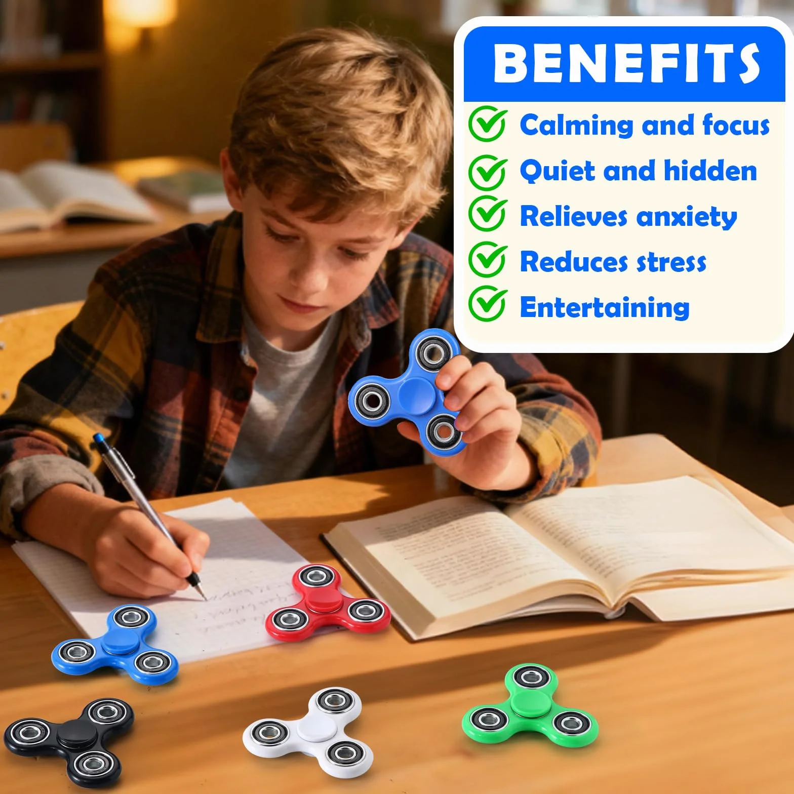 SCIONE Fidget Spinners 5-pak dla dzieci i dorosłych - sensoryczne i antystresowe zabawki Fidget dla dzieci i dorosłych z lękiem, idealne do wypełniania torebek imprezowych, nagrody do gry w