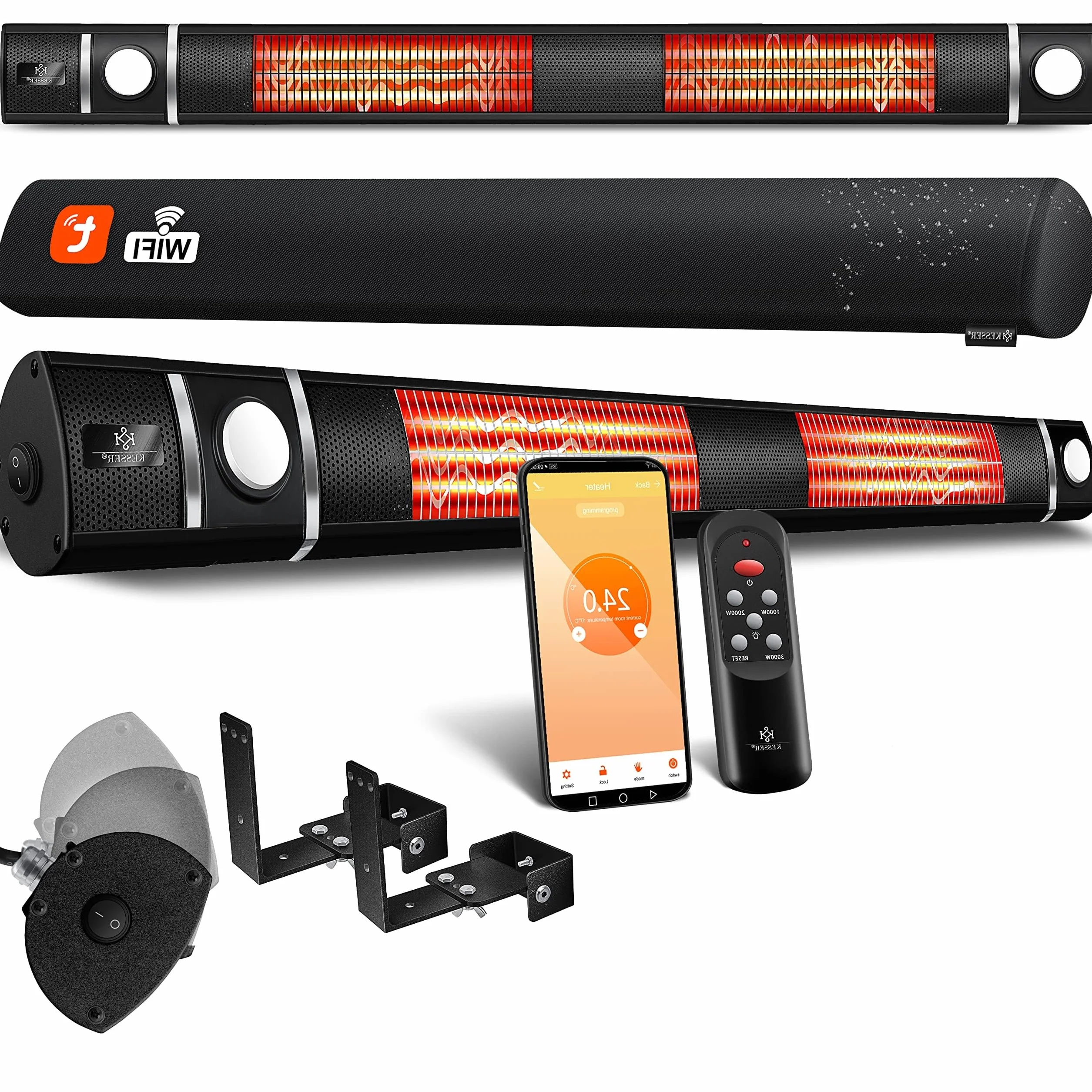 Kesser promiennik na podczerwień 3000 W z reflektorem tarasowym LED WiFi i pilotem