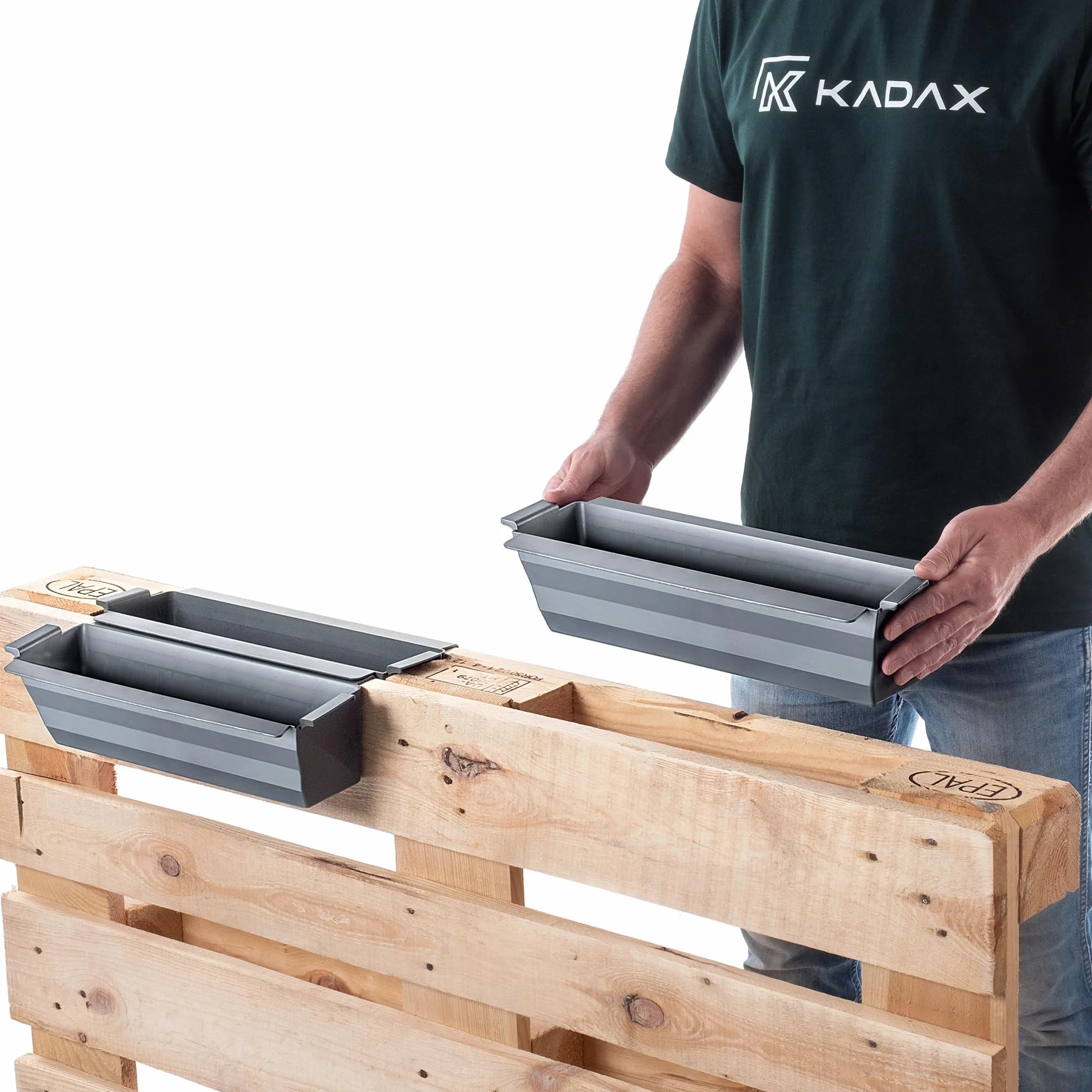 KADAX Skrzynka na rośliny, zestaw 12 palet, 37 x 9 cm, srebrna, system zawieszenia