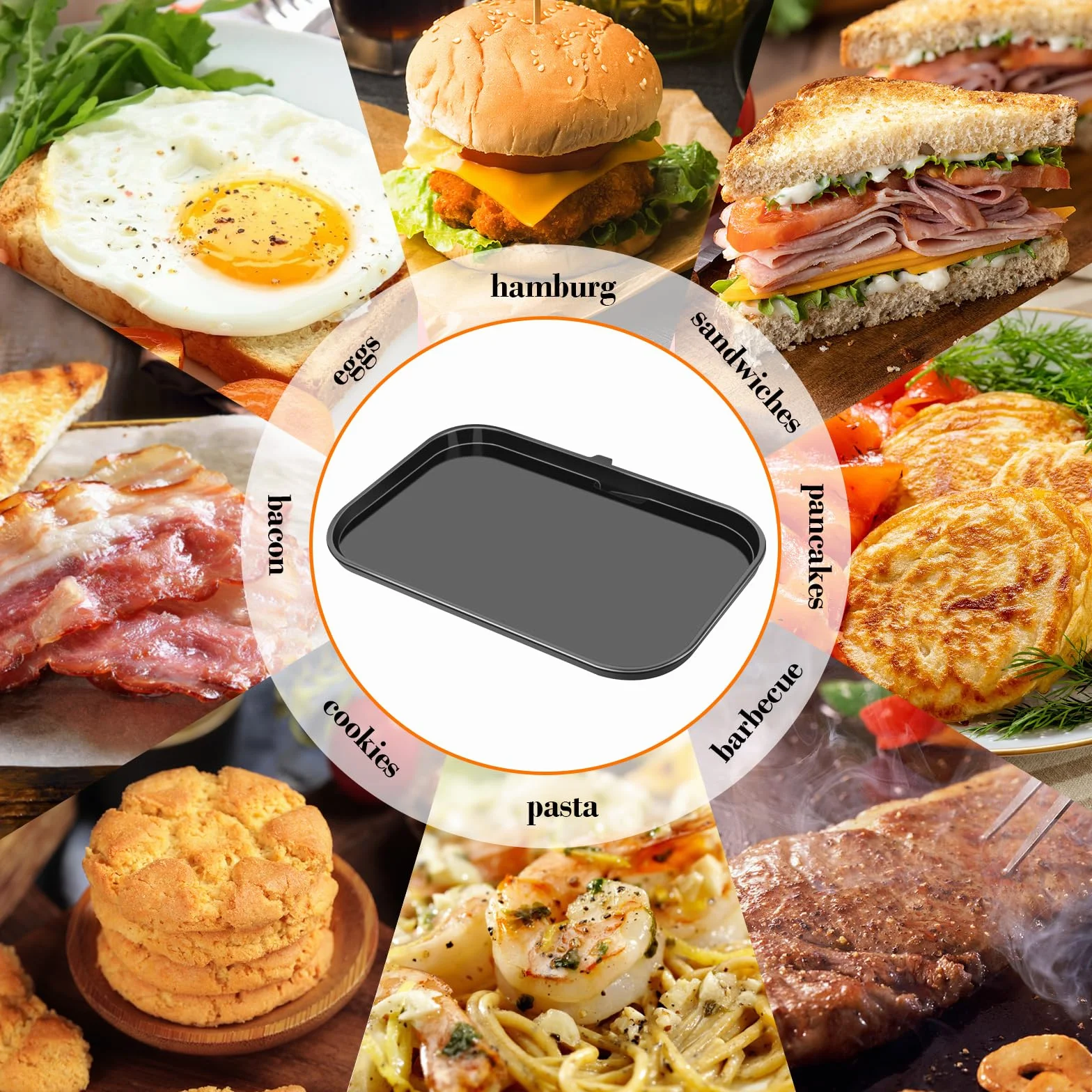 GFTIME żeliwna płyta do grillowania dla Ninja Woodfire Pro XL OG850 OG901, płaska płyta grilla z otworem na olej, powłoka ceramiczna, czarny