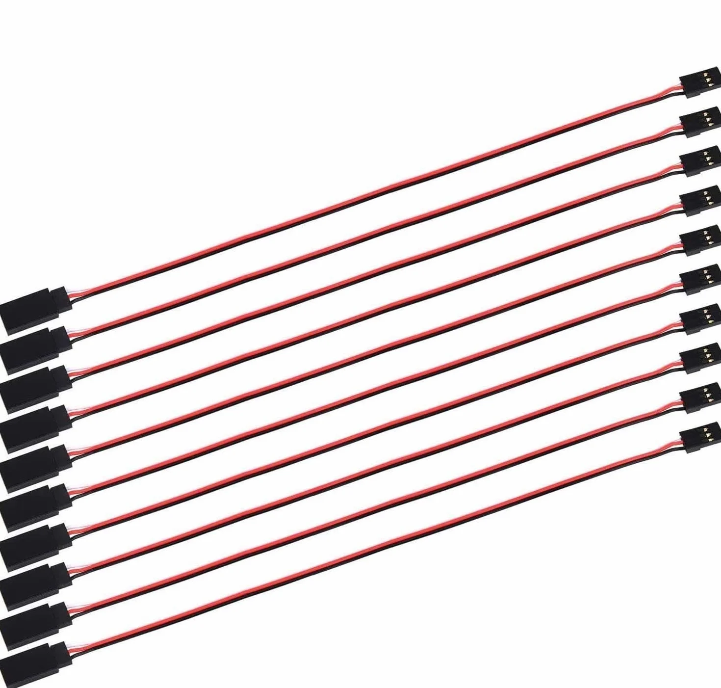 POFET 10 sztuk przedłużacz Servo kabel przyłączeniowy 50 cm 3-biegunowy kabel wtyczka JR i gniazdo Futaba do samolotu RC