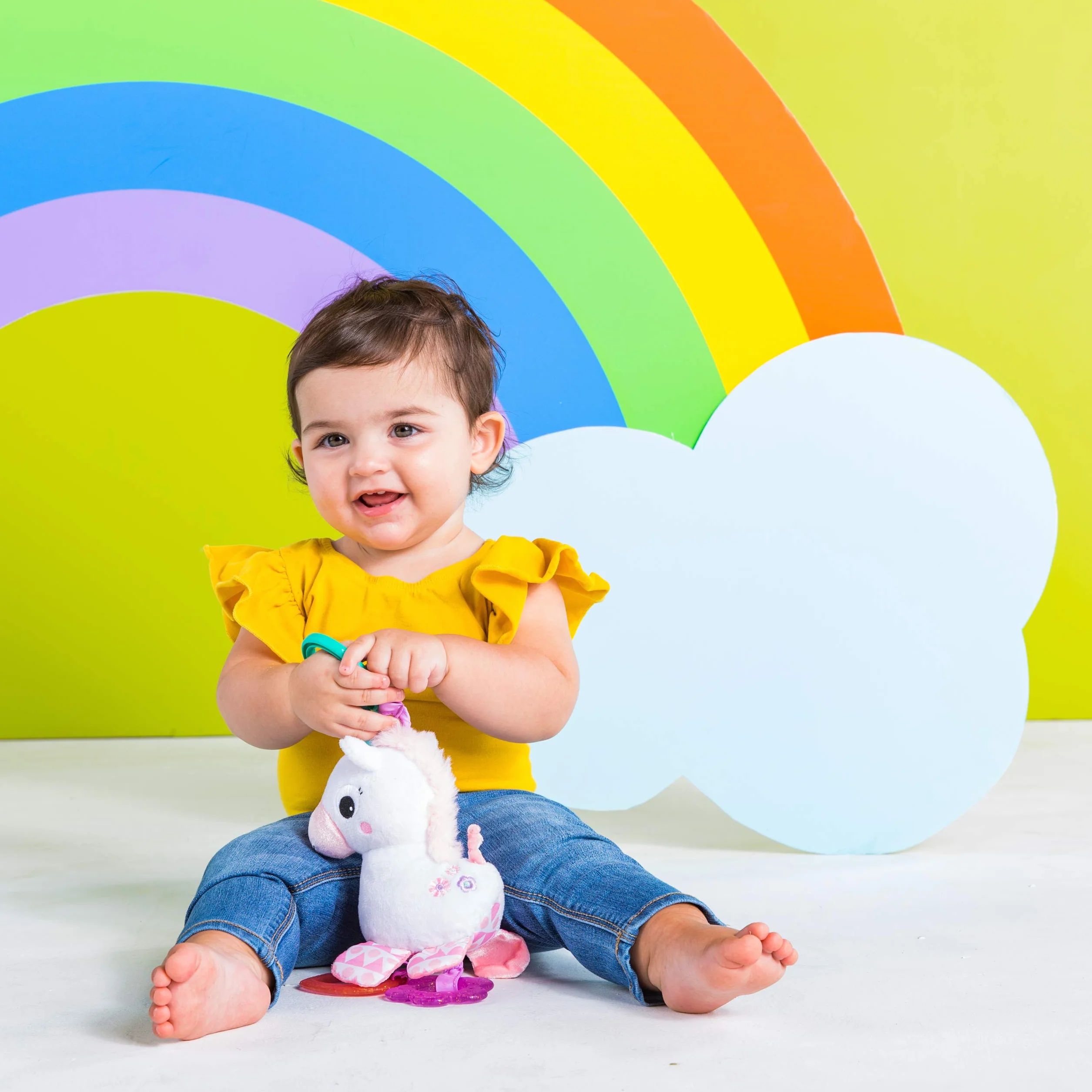 Bright Starts Jednorożec Sparkle & Shine Pluszowa zabawka do wózka lub nosidełka, wiek 0 miesięcy +, różowy