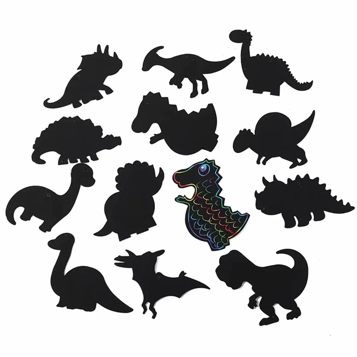 48 szt. zdrapywania karty kreatywne dinozaury papier artystyczny z 48 drewnianymi ołówkami i 48 wstążkami na przyjęcie urodzinowe, dekoracja DIY