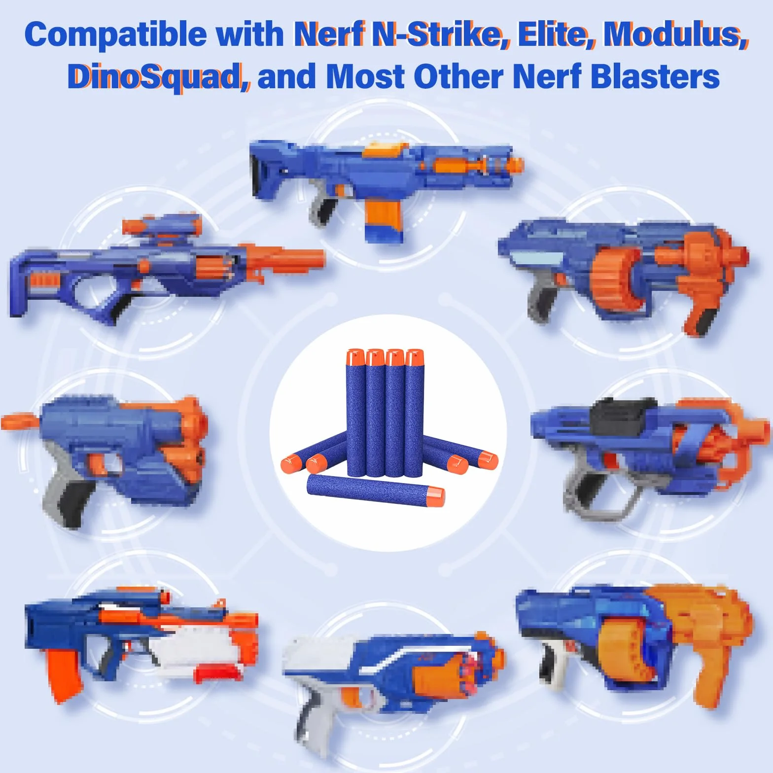 AMOSTING 100 rzutek do Nerf Elite 2.0 z workiem na sznurek, zapasowe lotki amunicja, piankowe rzutki kompatybilne z Nerf Hasbro Fortnite