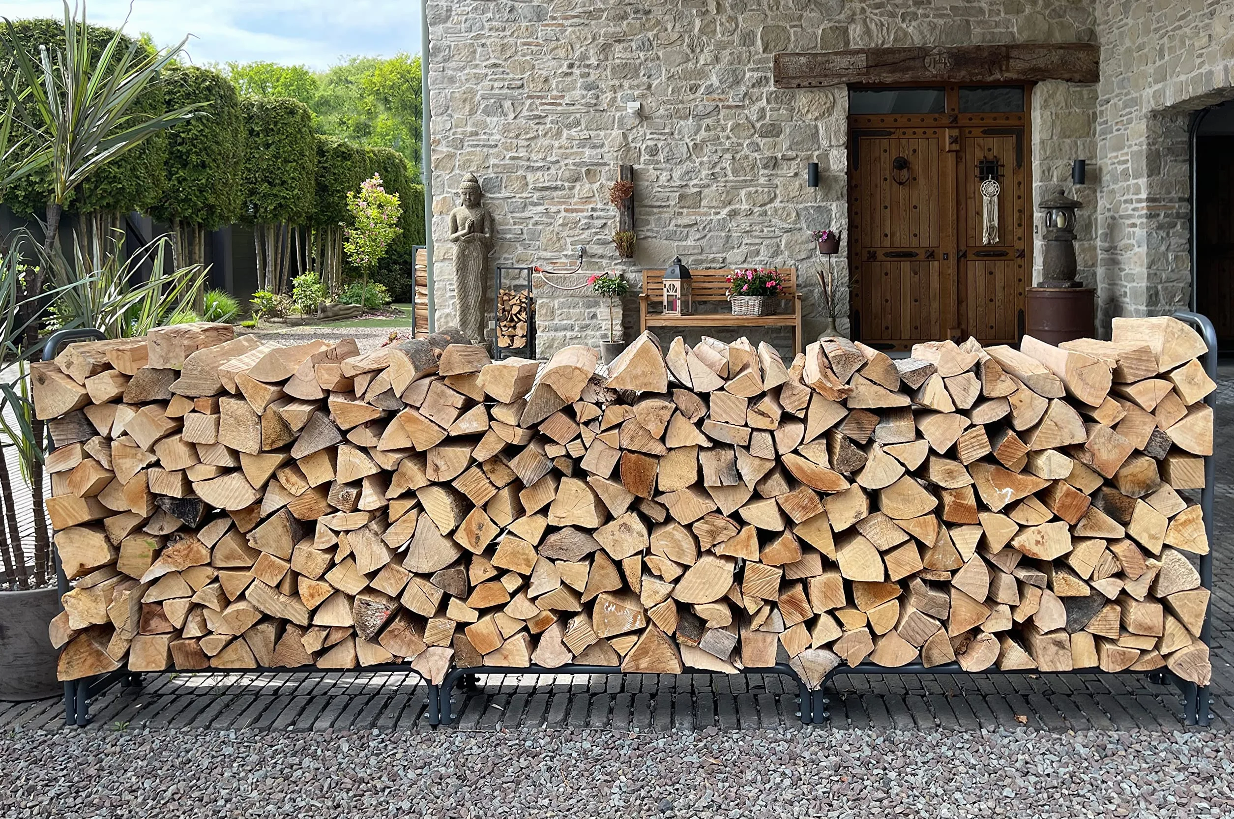 QUICK STAR Metalowy regał na drewno kominkowe antracyt 272 x 25 x 95 cm stojak na drewno opałowe 1,0 m³ 1,5 SRM