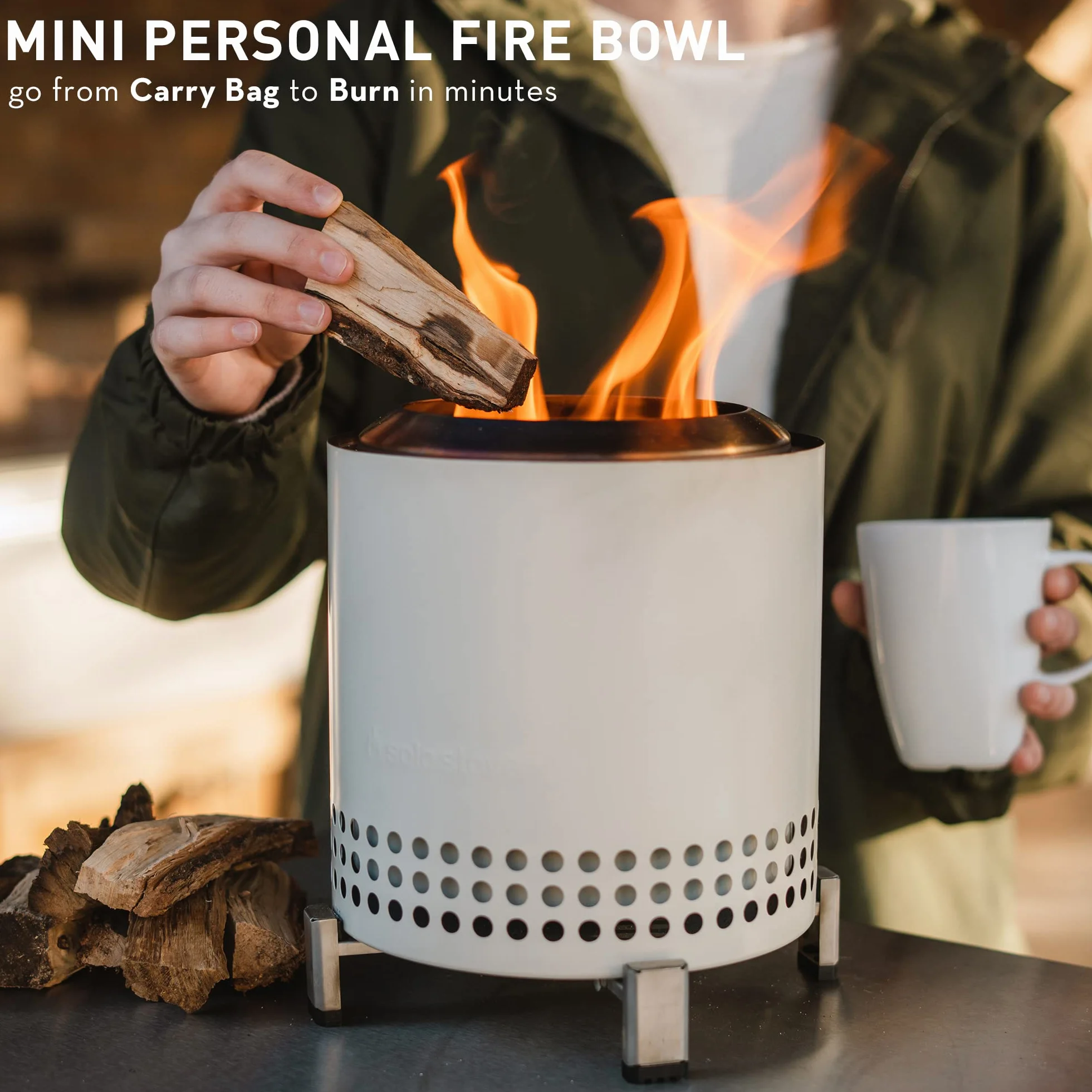 Solo Stove Mesa XL Ognisko stołowe ze stojakiem, stal nierdzewna, niski dym, 21,8 x 17,8 cm, 1 kg