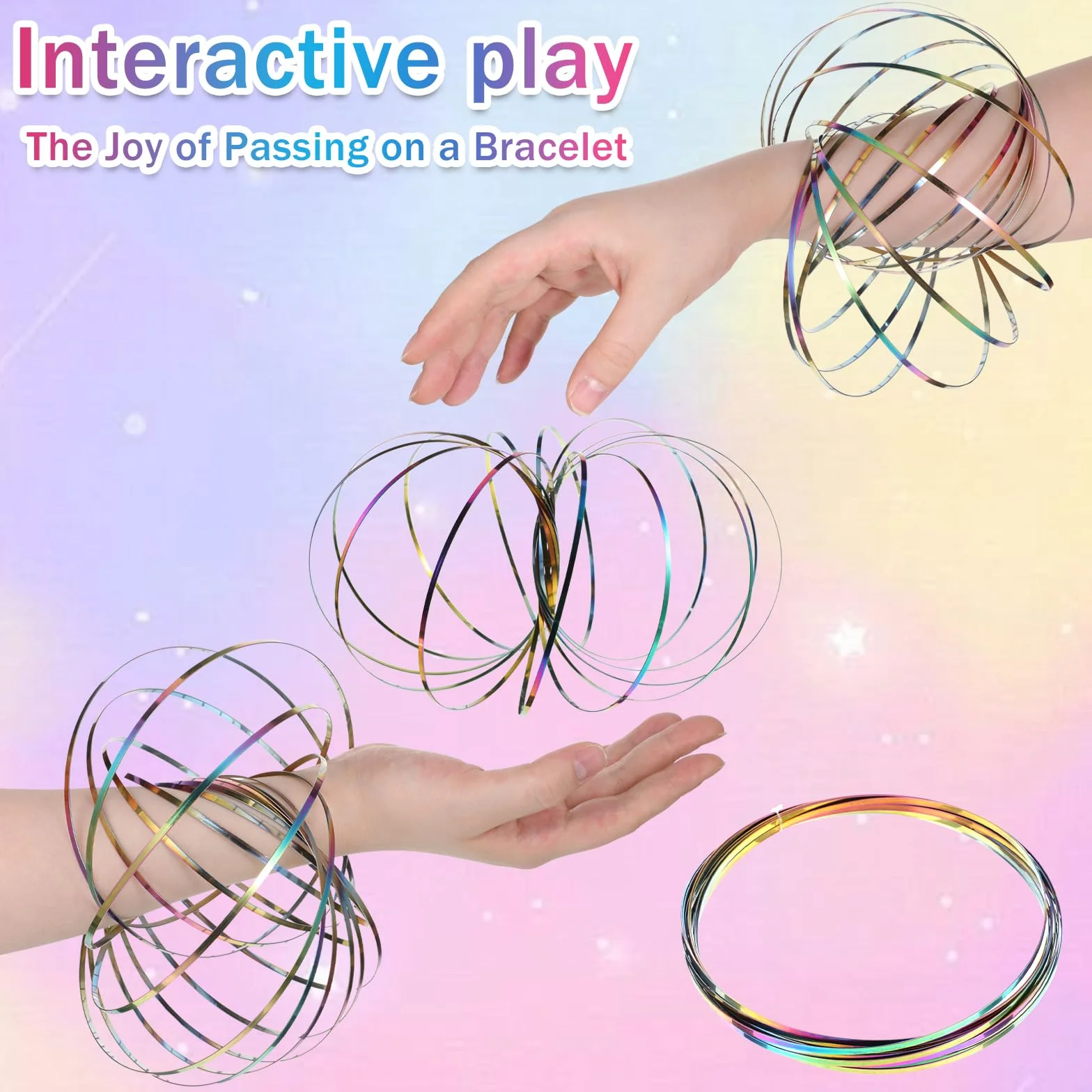 Qianyu Pierścień z przepływem Spinner 3D Kolorowe Pierścienie Przepływowe Fidget Infinity Pętla