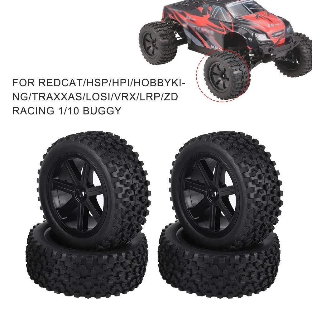 【𝐖𝐢𝐞𝐥𝐤𝐚𝐧𝐨𝐜】 Qiterr 4 szt. opon samochodowych RC 1/10 RC gumowe opony do kół ciężarówek (czarne)