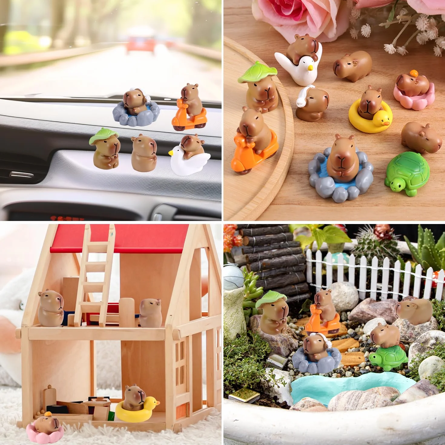 Tinoaly 13szt Miniaturowe Figurki Kapibary z Żywicy, Kolekcjonerskie Zabawki Zwierząt do Dekoracji