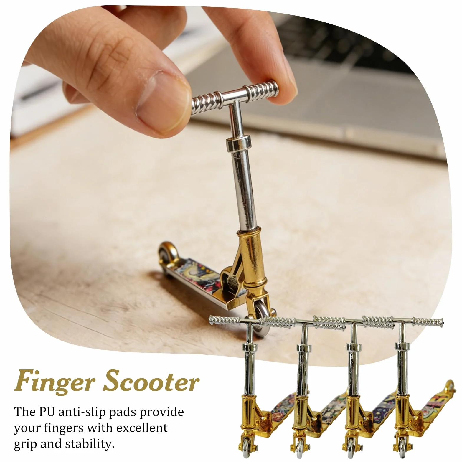 4 sztuki Finger Skate Mini Deskorolki i Deskorolki Fingerboard dla dzieci z ruchem palcami i akcesoriami treningowymi (srebrna głowa)